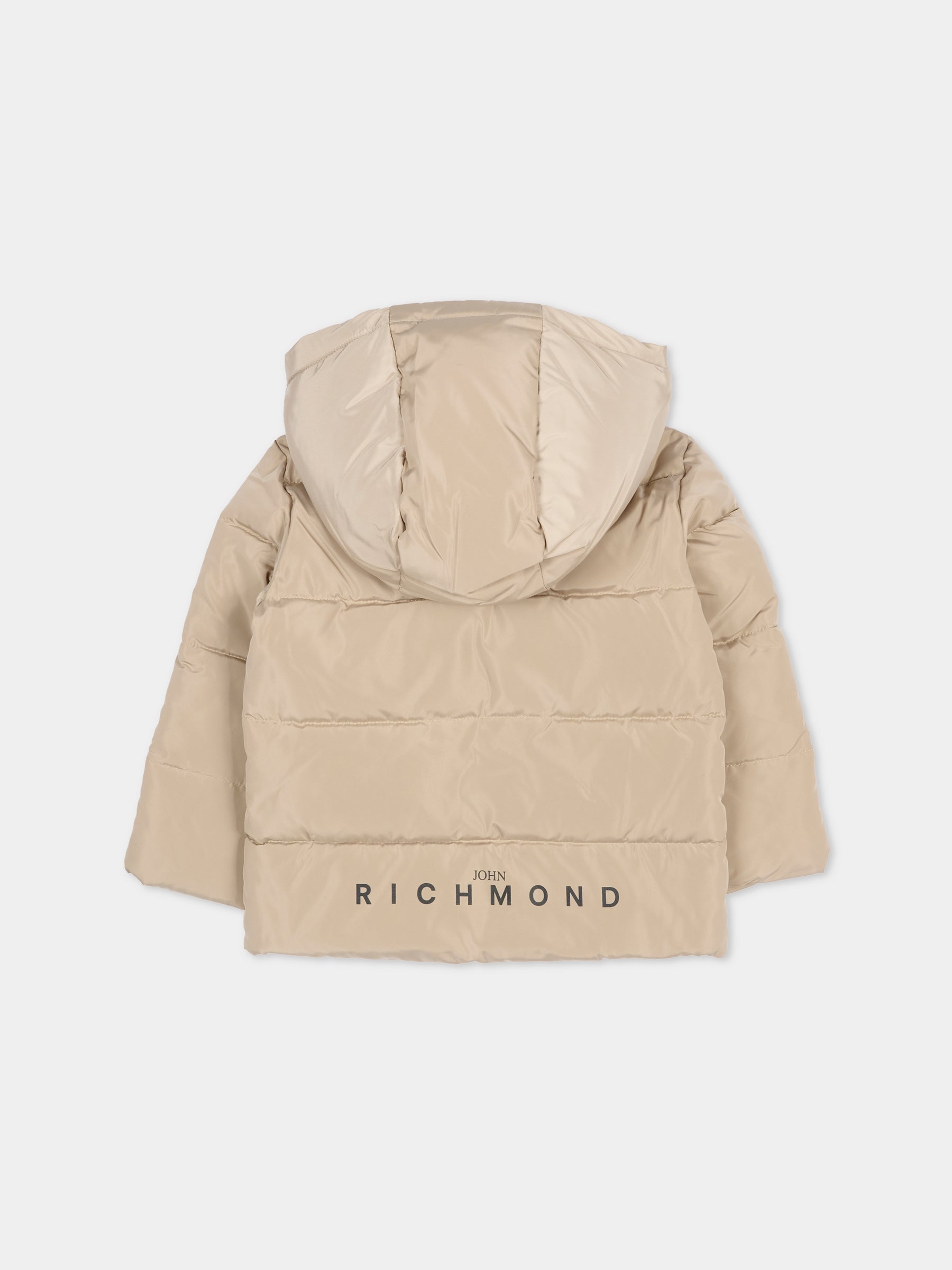 Piumino beige per neonati con logo,Richmond,RIA25011PI TRENCH COAT