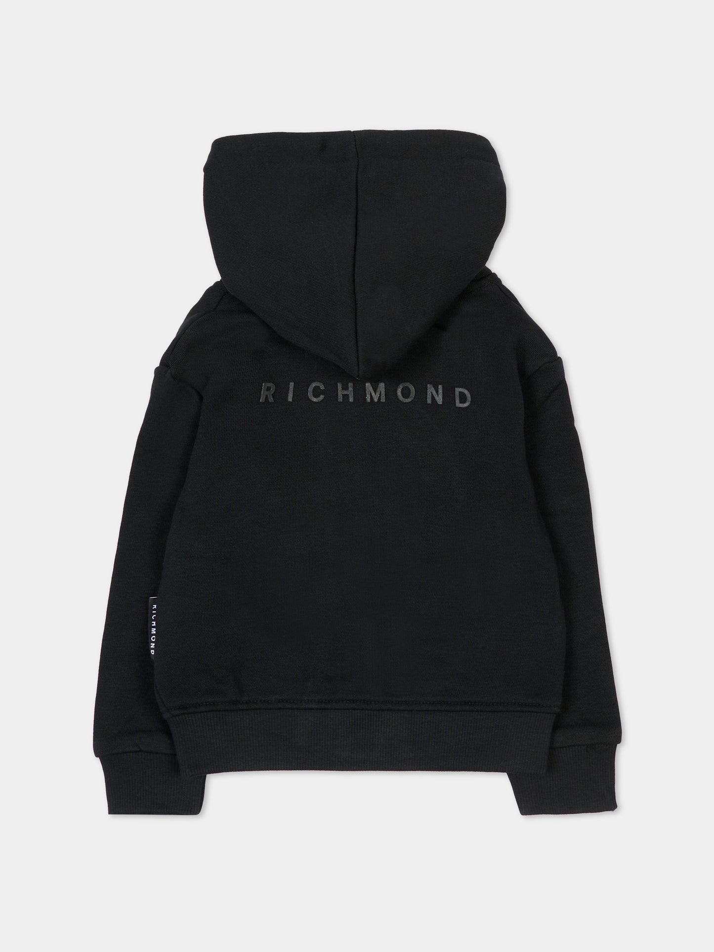 Felpa nera per neonata con logo,Richmond,RIA25025FE BLACK