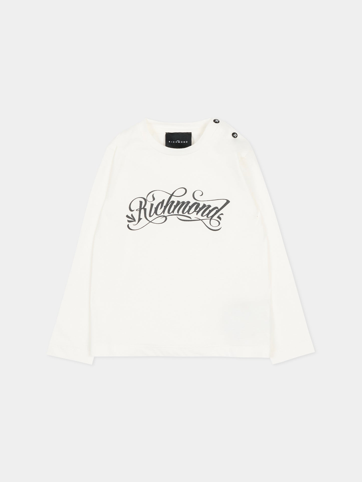 T-shirt avorio per neonata con logo,Richmond,RIA25032TS WHITE