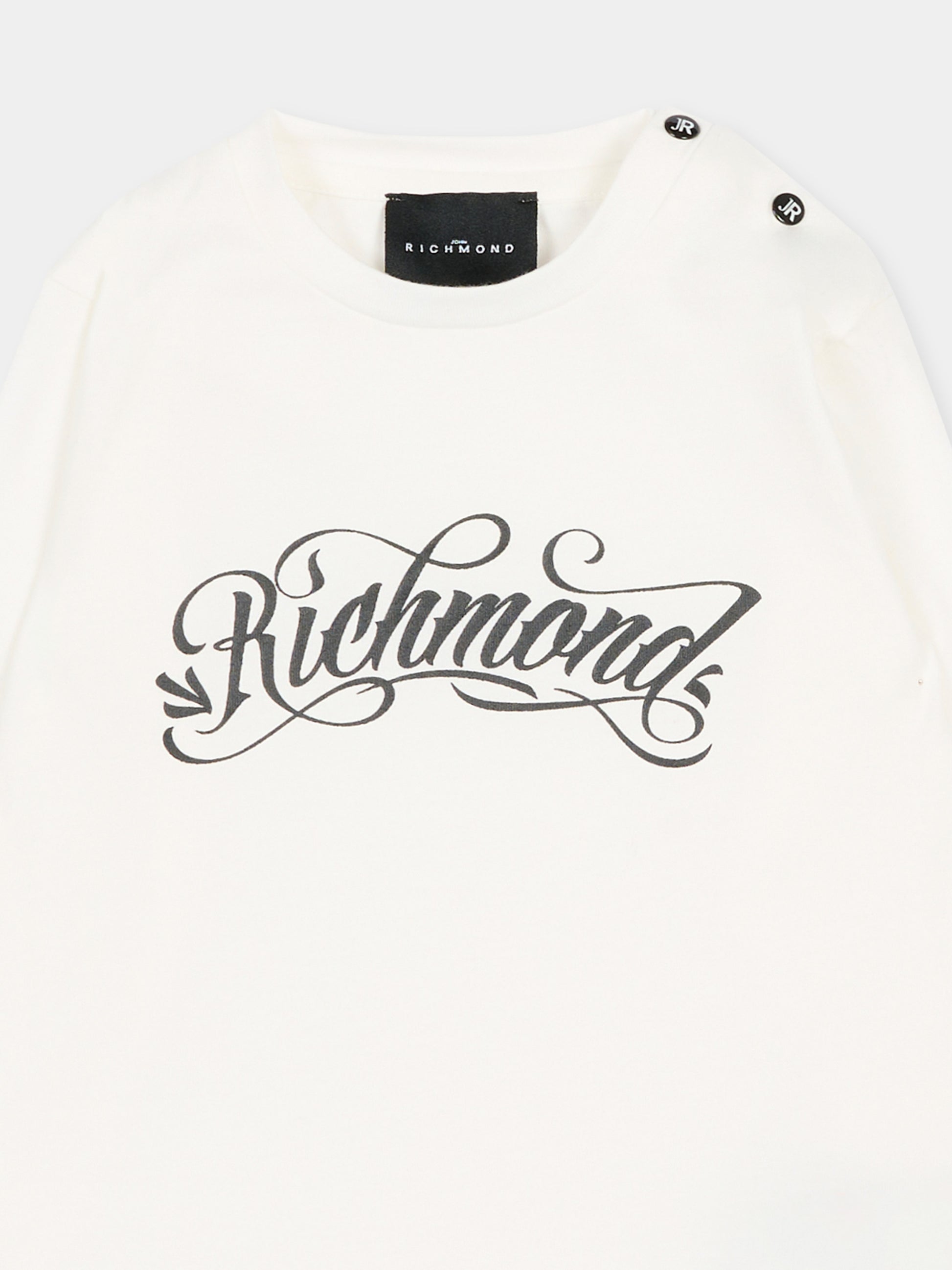 T-shirt avorio per neonata con logo,Richmond,RIA25032TS WHITE