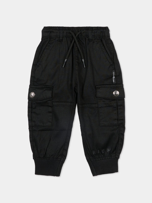 Pantaloni neri per neonato con logo,Richmond,RIA25042PA BLACK