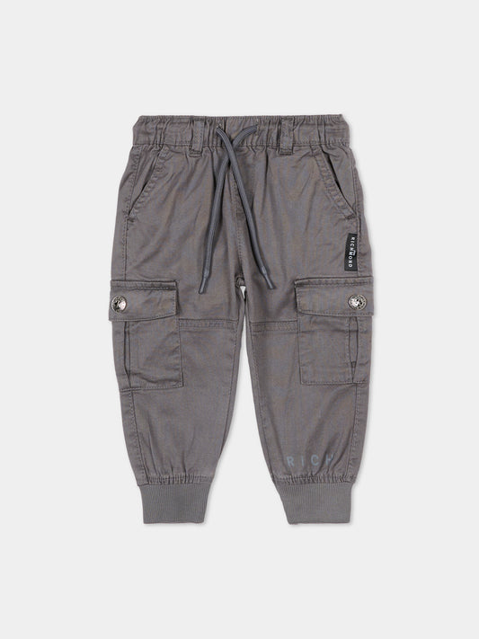 Pantaloni grigi per neonato con logo,Richmond,RIA25042PA GREY STEEL
