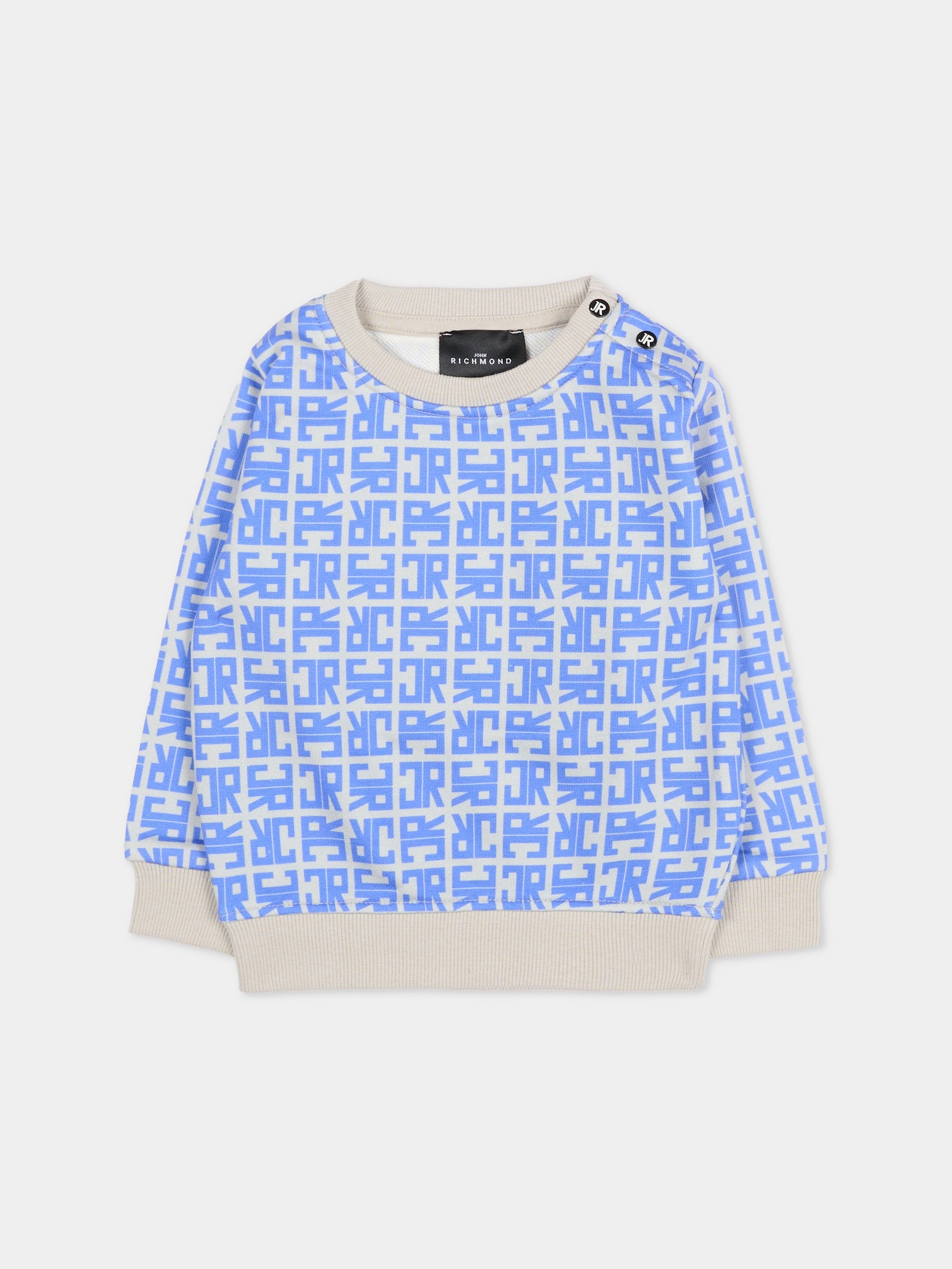 Felpa blu per neonato con logo,Richmond,RIA25048FE JR MONOGRAM BLUE