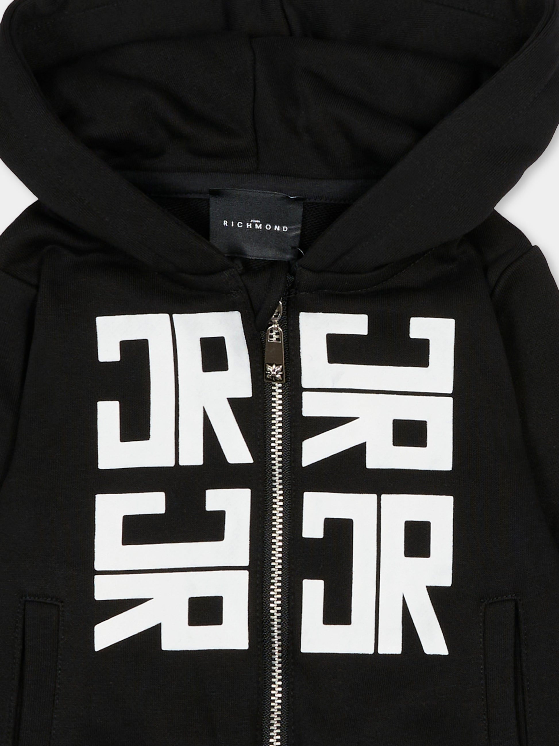 Felpa nera per neonato con loghi,Richmond,RIA25052FE BLACK