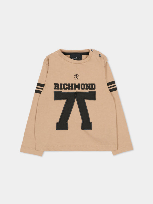 T-shirt beige per neonato con logo,Richmond,RIA25057TS TRENCH COAT