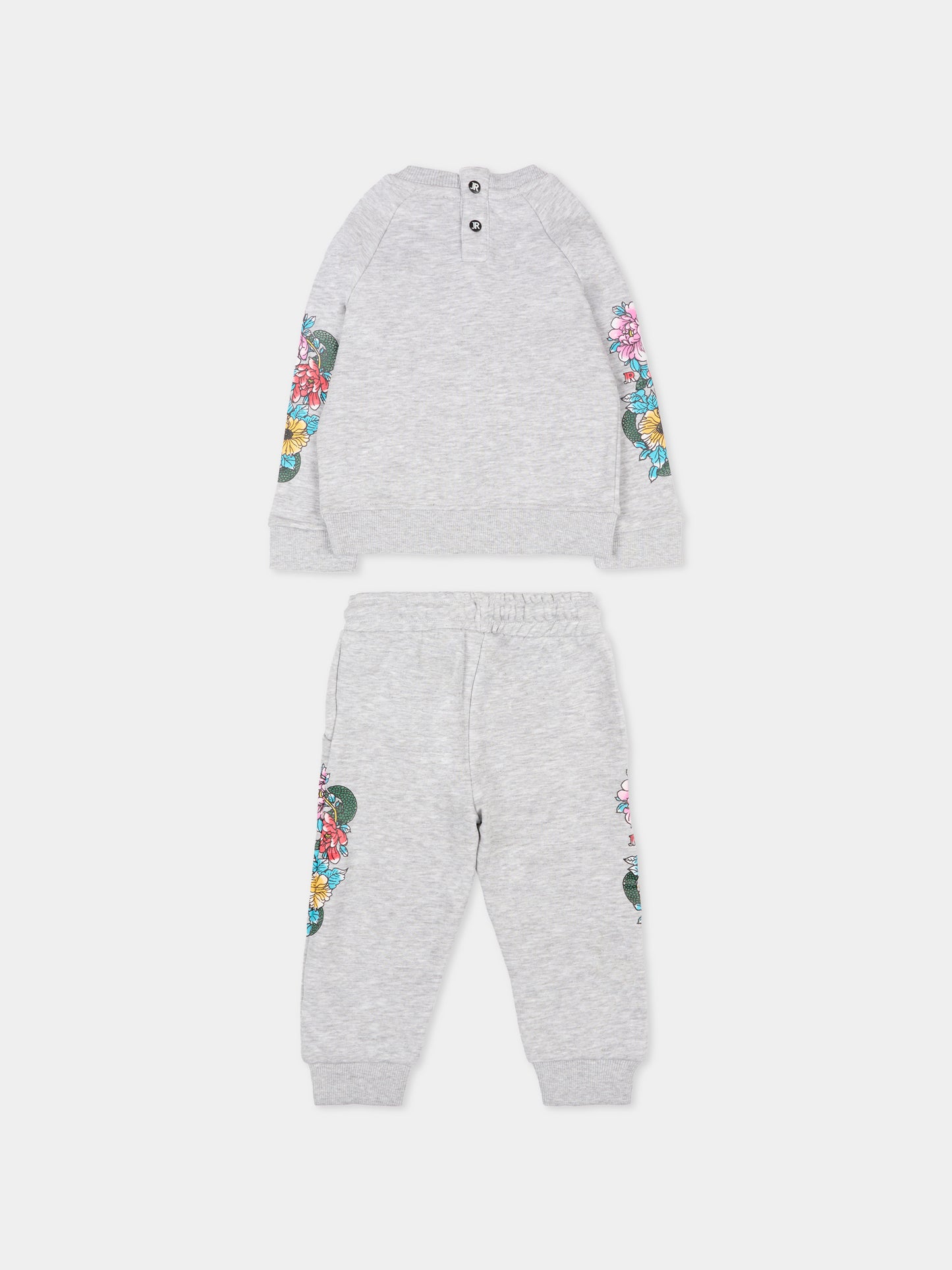 Completo grigio per neonata con motivo floreale,Richmond,RIA25065CF GREY MELANGE
