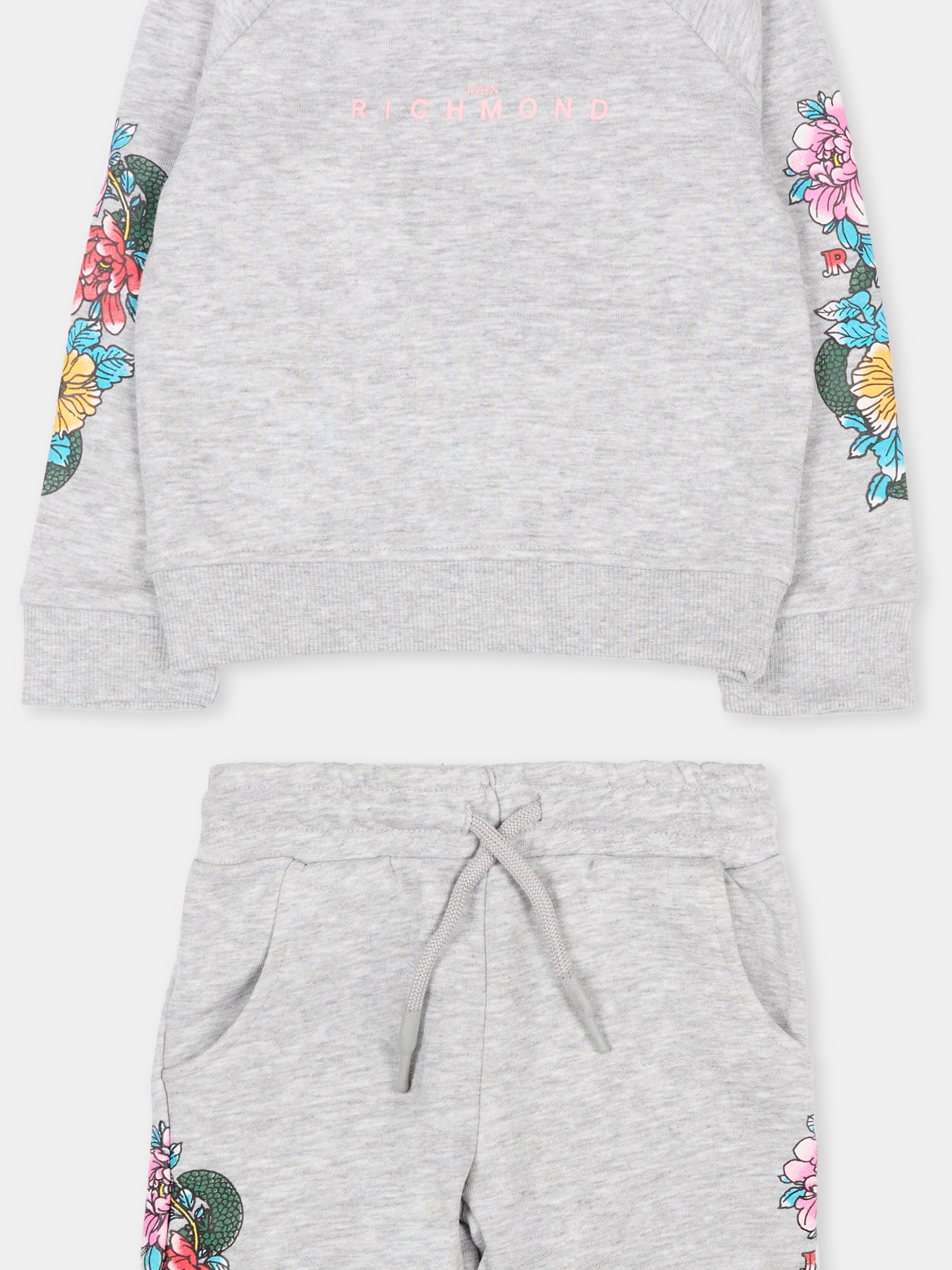 Completo grigio per neonata con motivo floreale,Richmond,RIA25065CF GREY MELANGE
