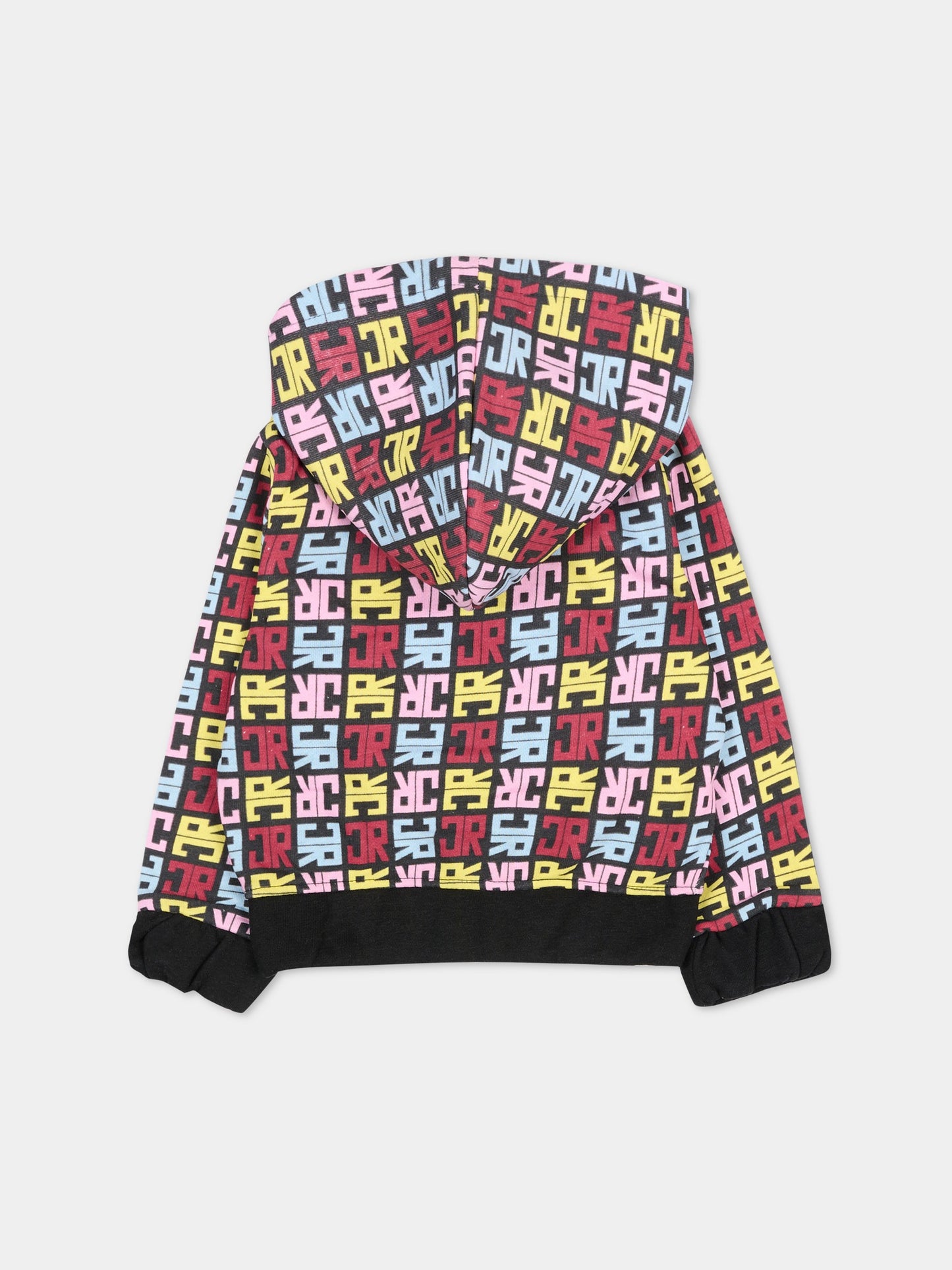 Felpa nera per neonata con logo multicolor,Richmond,RIA25069FE JR M.MULTICOLOR/BLK