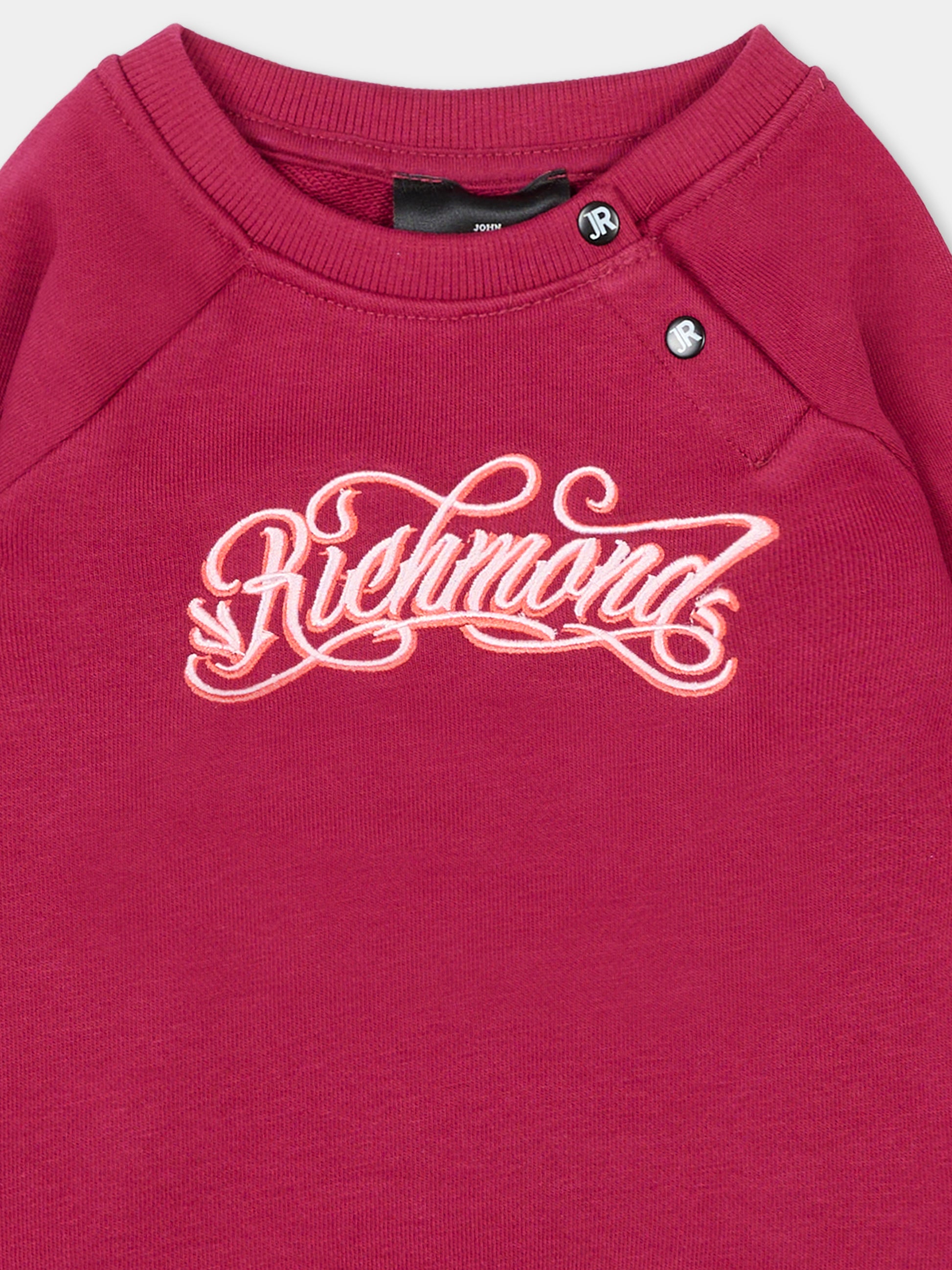 Felpa rossa per neonata con logo,Richmond,RIA25079FE RED PLUM