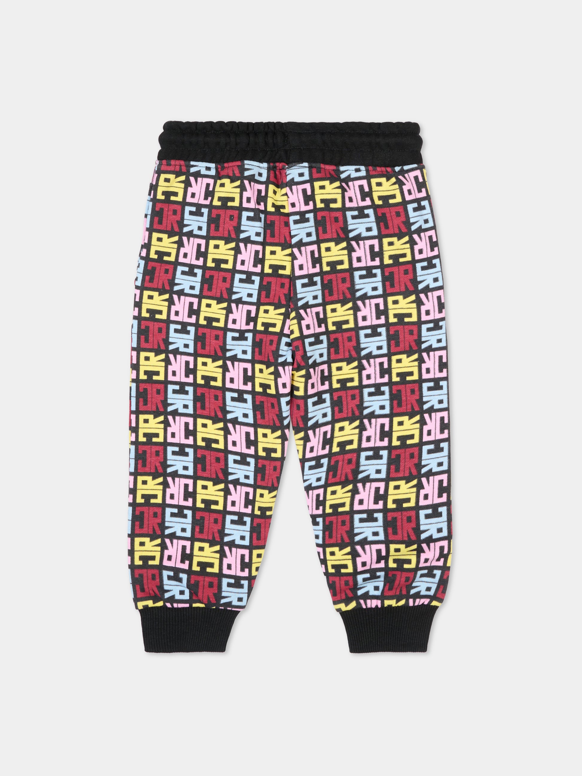 Pantaloni neri per neonata con logo all over,Richmond,RIA25084PA JR M.MULTICOLOR/BLK
