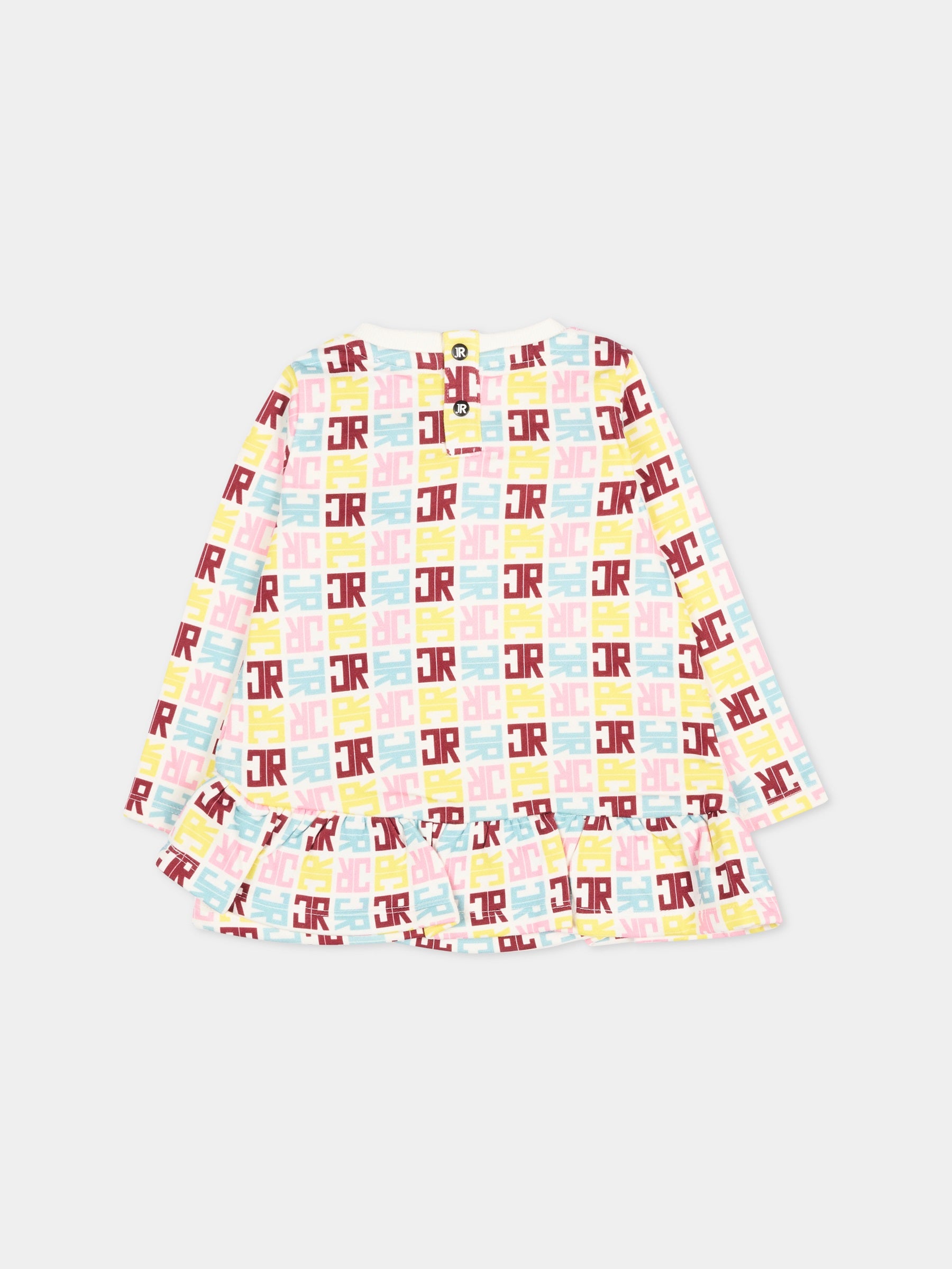 Vestito bianco per neonata con logo,Richmond,RIA25085VE JR M.MULTICOLOR/O-WH