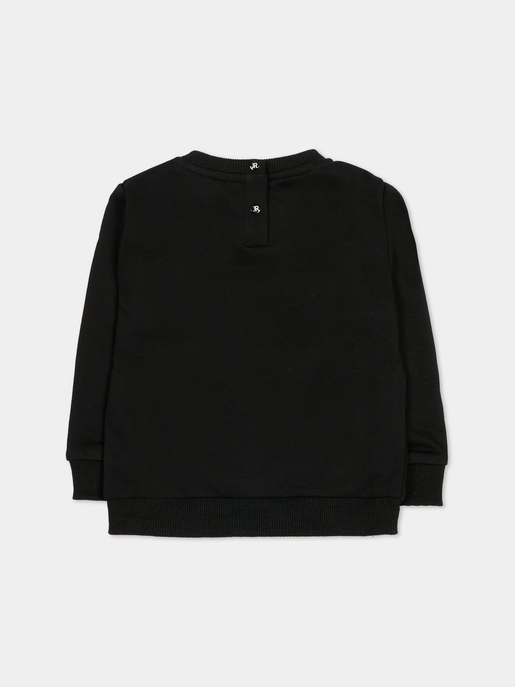 Felpa nera per neonato con scritta ricamata,Richmond,RIA25103FE BLACK