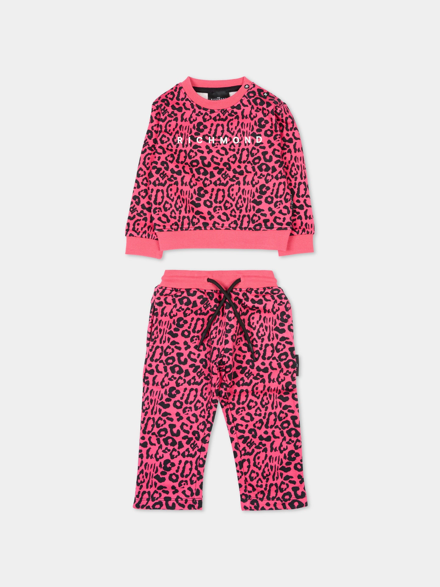 Completo fucsia per neonata con stampa animalier,Richmond,RIA25117CF HONEYSUCKLE SPOTTED