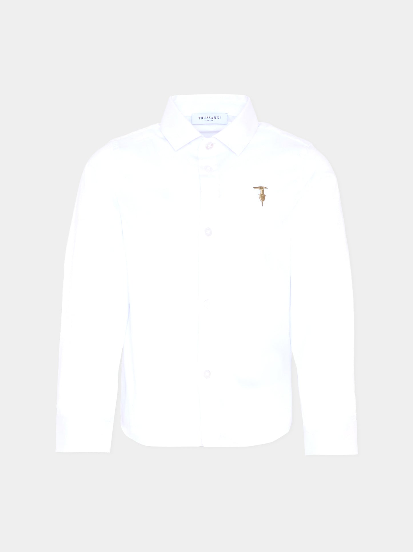 Camicia bianca per bambino con logo,Trussardi Junior,TBA25020CA WHITE