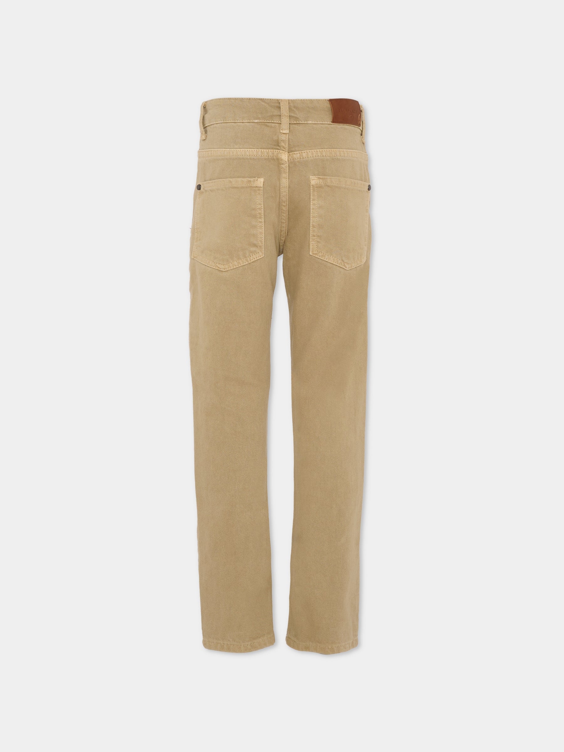 Pantaloni beige per bambino con logo,Trussardi Junior,TBA25026PA CHINCHILLA