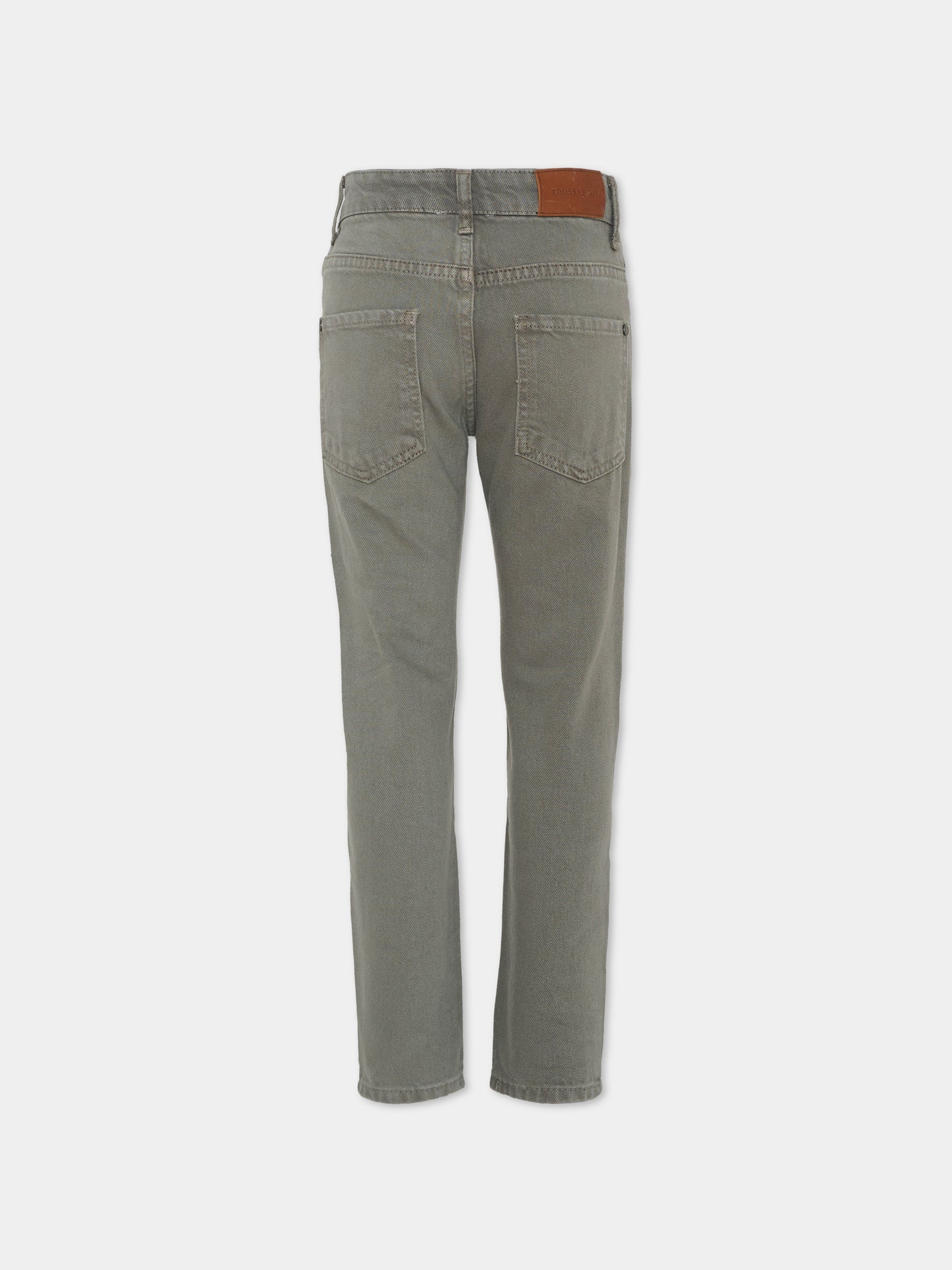 Jeans grigi per bambino con logo,Trussardi Junior,TBA25026PA GUNMETAL