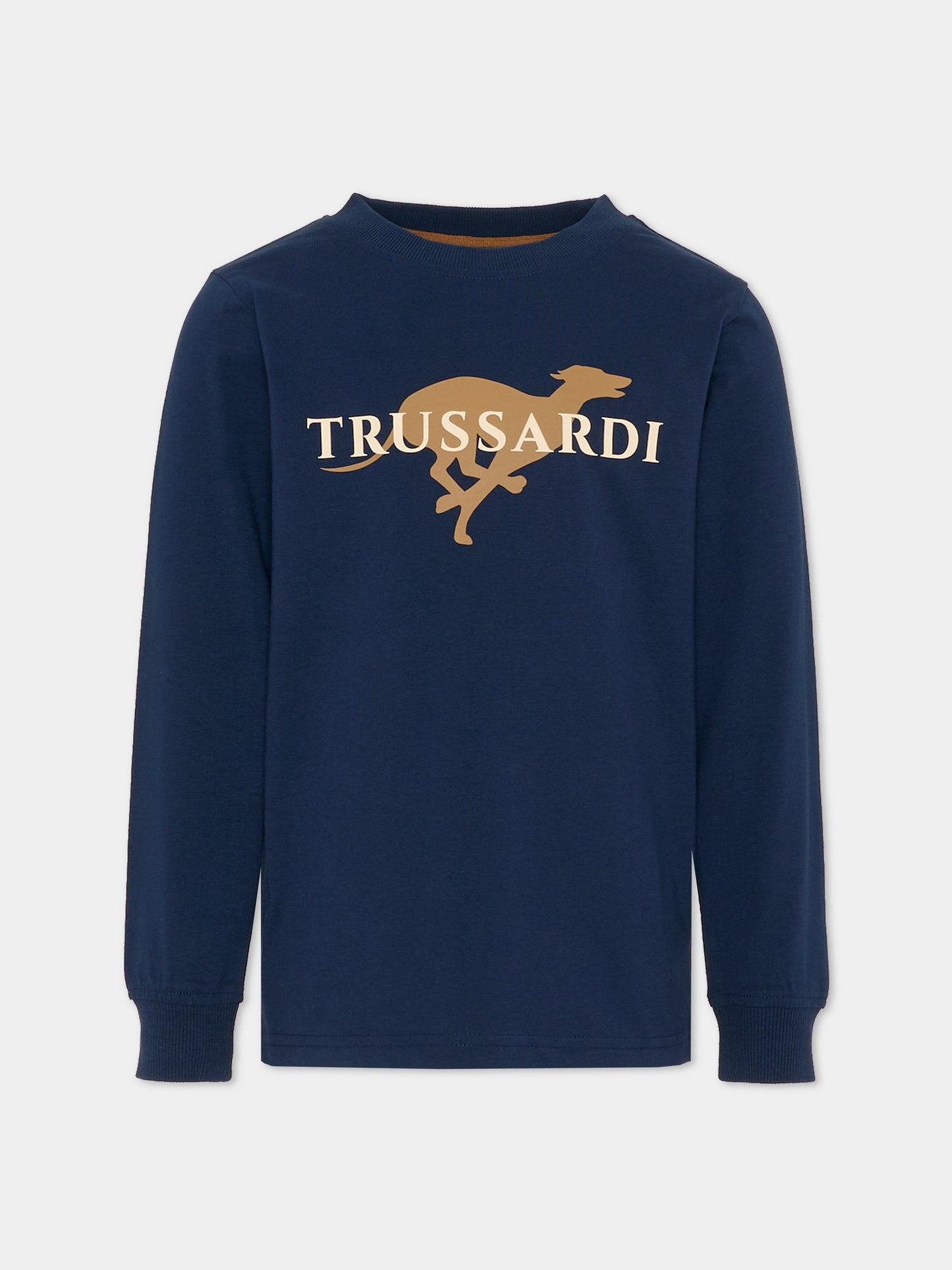 T-shirt blu per bambino con logo,Trussardi Junior,TBA25067TS PEACOAT
