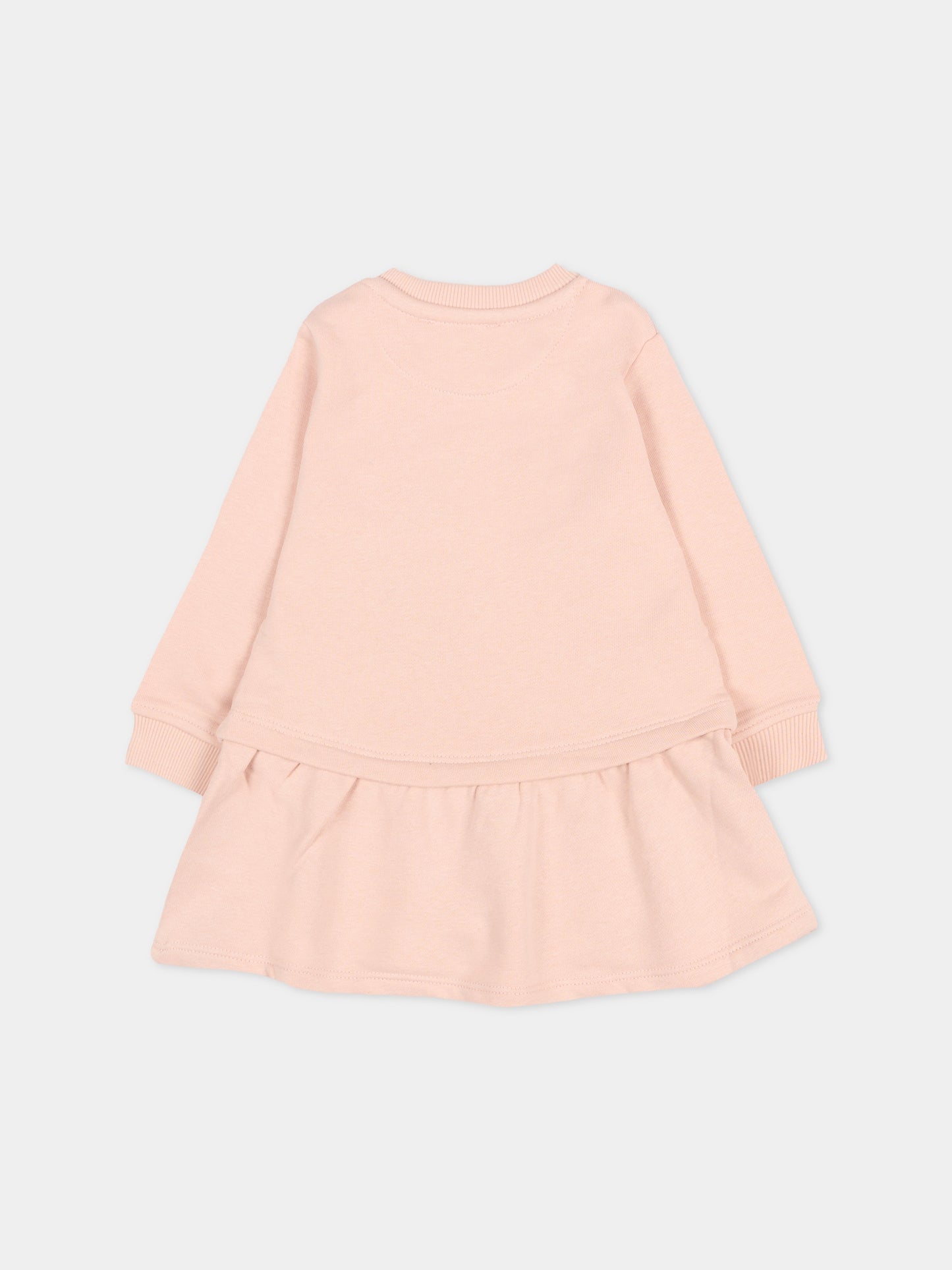 Vestito rosa per neonata con logo,Trussardi Junior,TIA25003VE ROSE SMOKE