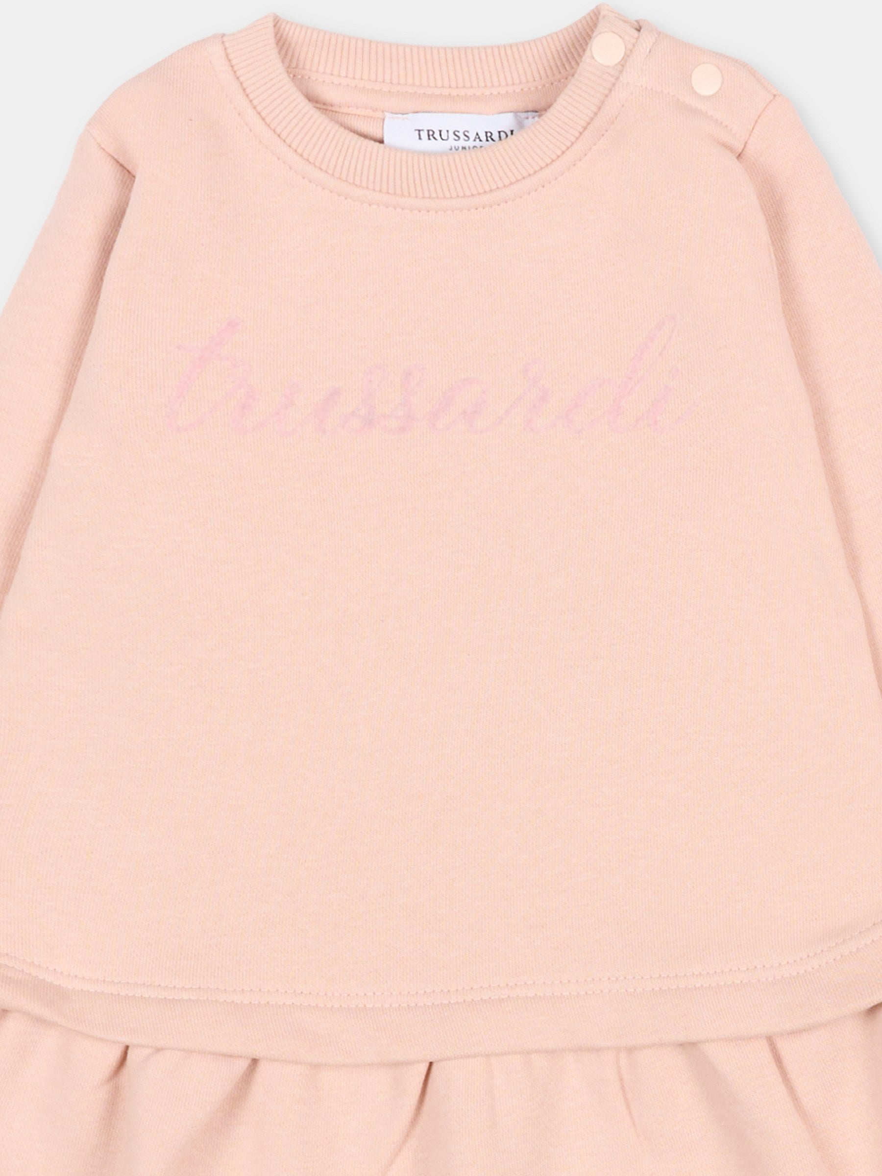 Vestito rosa per neonata con logo,Trussardi Junior,TIA25003VE ROSE SMOKE