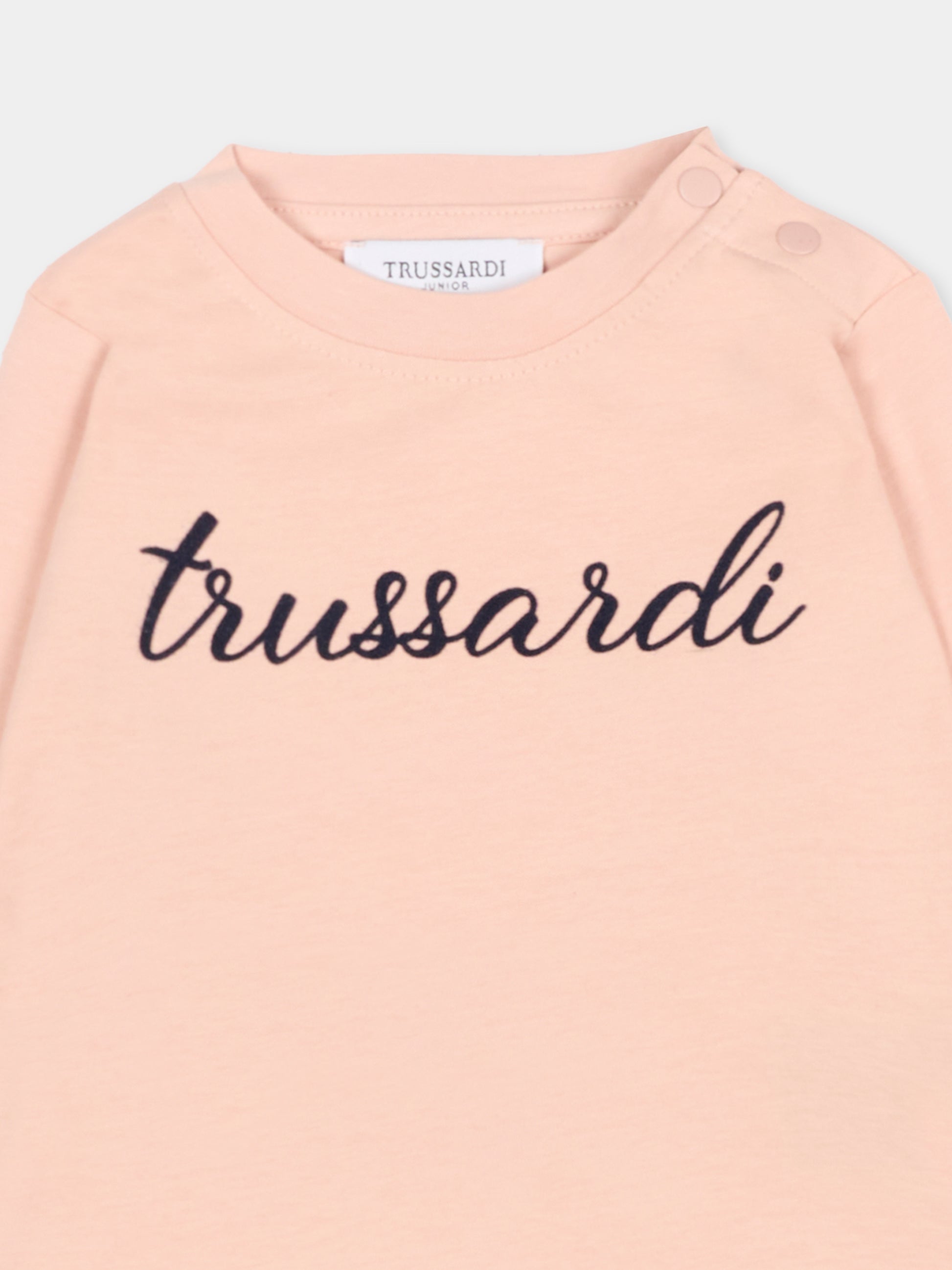 T-shirt rosa per neonata con logo,Trussardi Junior,TIA25008TS ROSE SMOKE