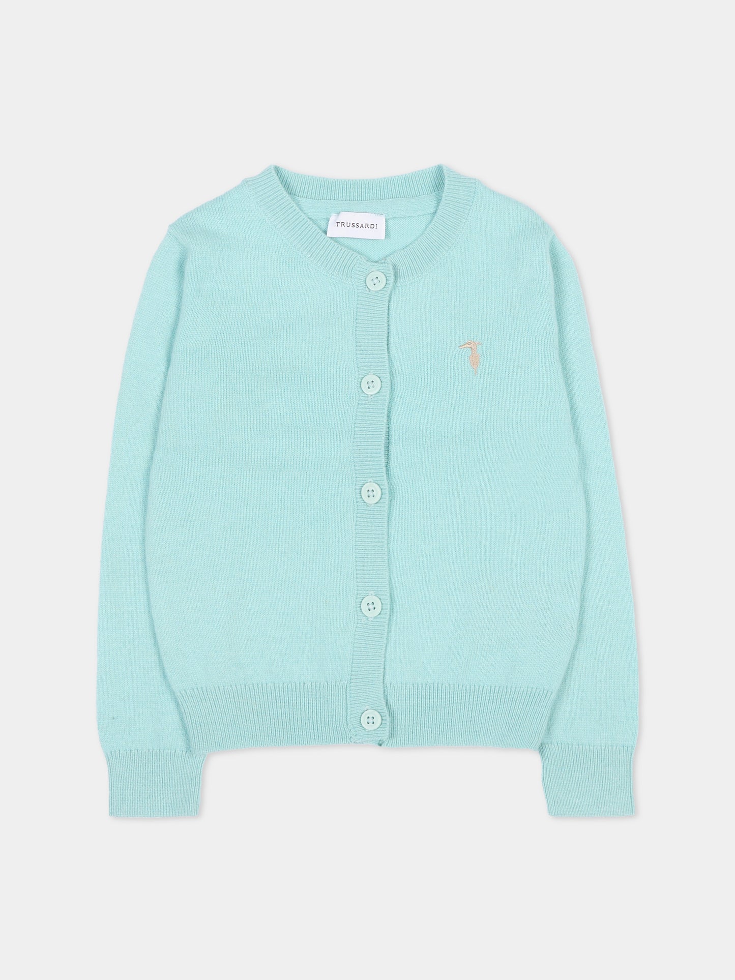 Cardigan azzurro per neonata con logo,Trussardi Junior,TIA25010CD BLUE STERLING