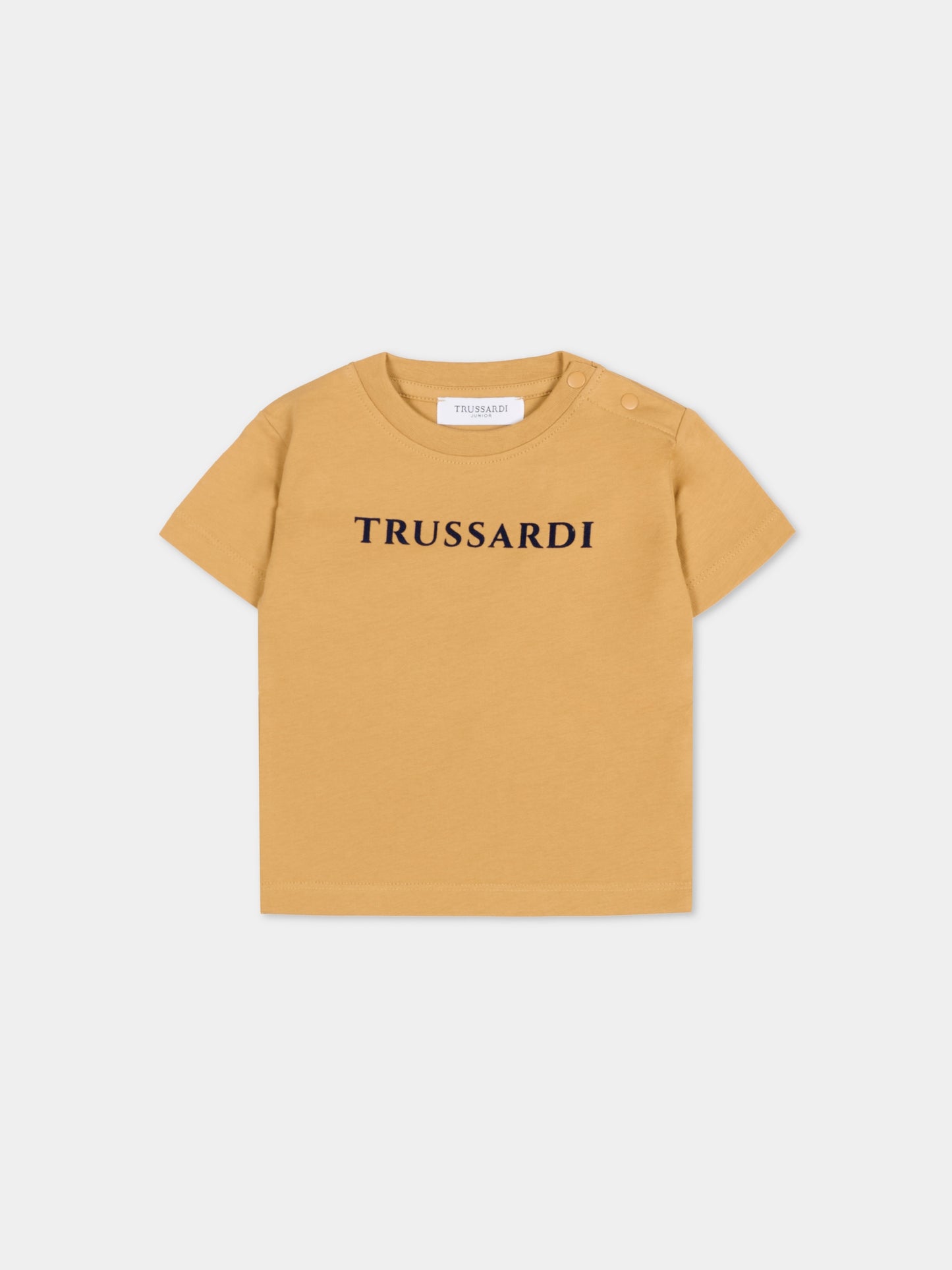 T-shirt marrone per neonato con logo,Trussardi Junior,TIA25014TS APPLE CINNAMON
