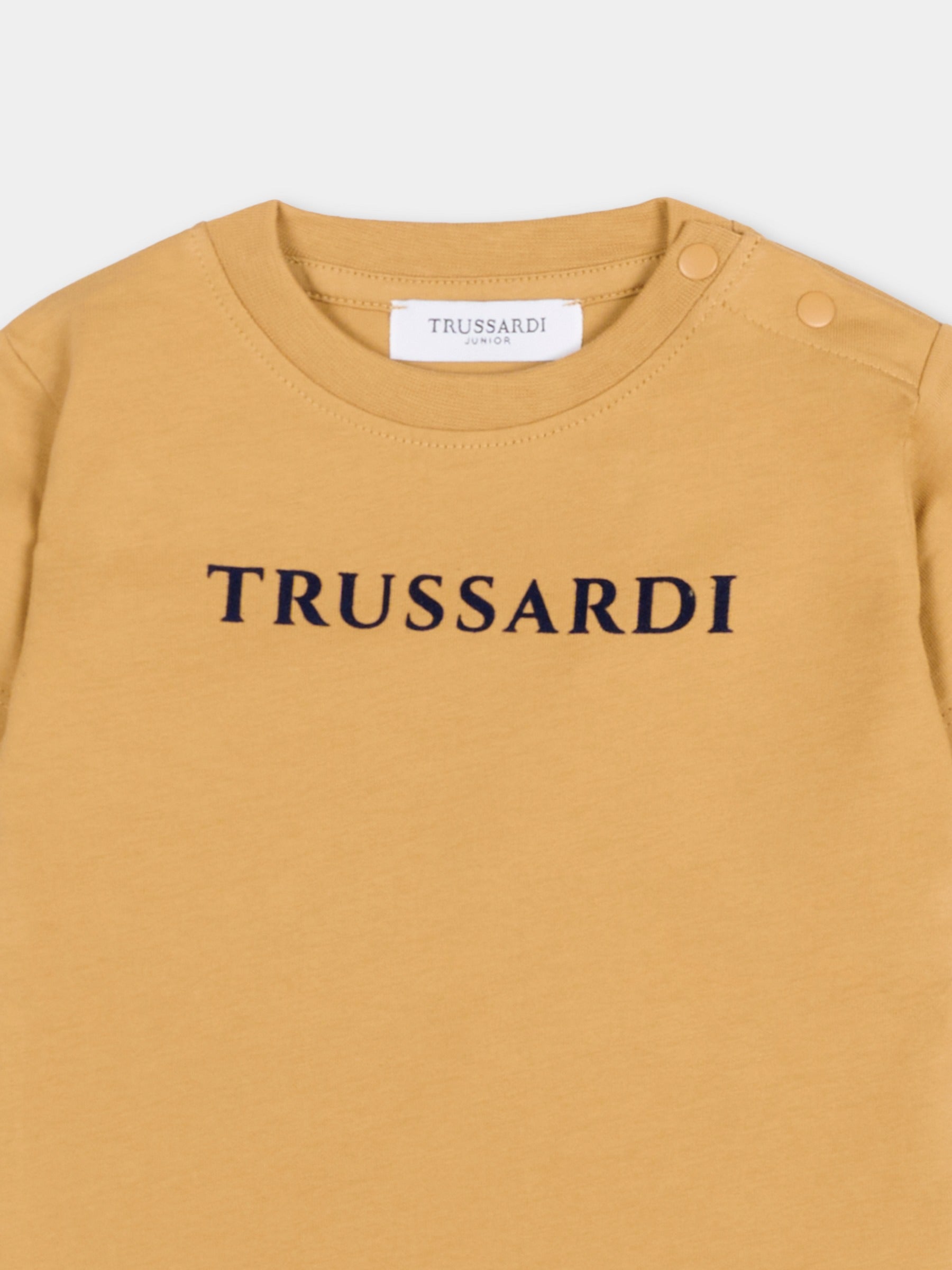 T-shirt marrone per neonato con logo,Trussardi Junior,TIA25014TS APPLE CINNAMON