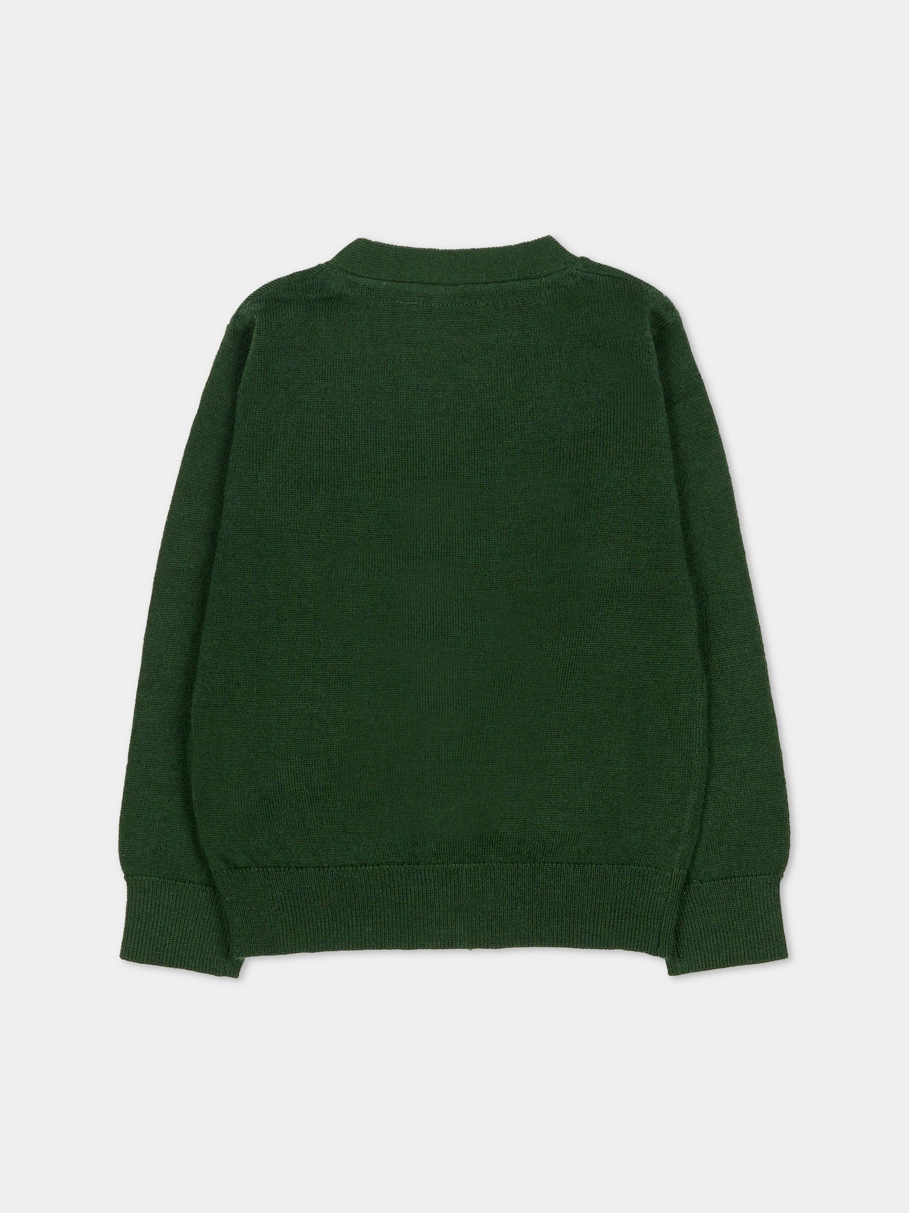 Cardigan verde per neonato con logo,Trussardi Junior,TIA25021CD IVY DARK