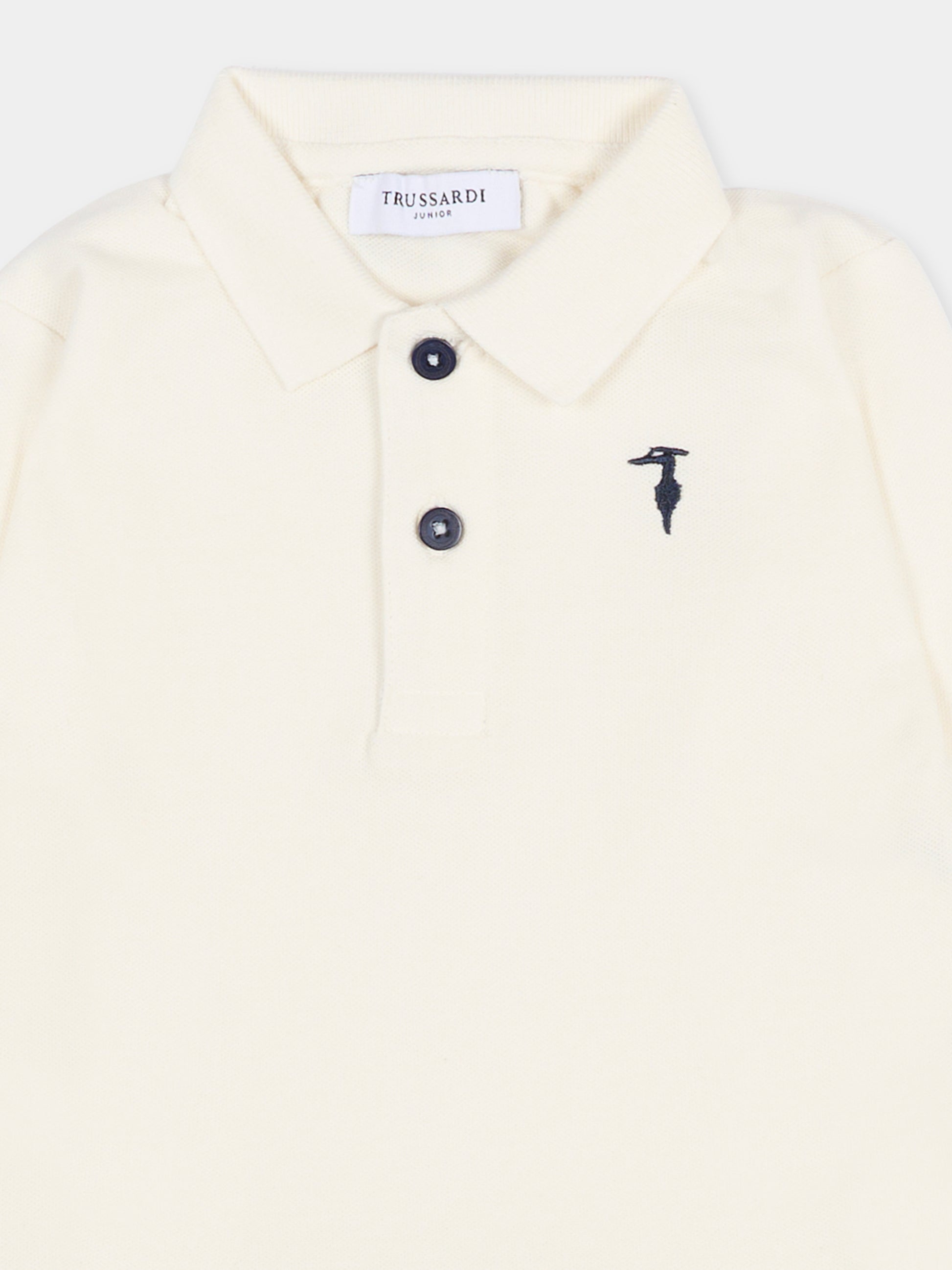 Polo bianca per neonato con logo,Trussardi Junior,TIA25022PO OFF-WHITE