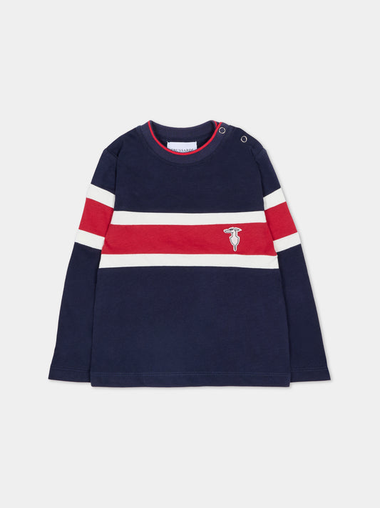 T-shirt blu per neonato con logo,Trussardi Junior,TIA25032TS PEACOAT