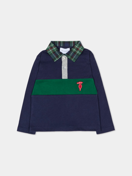 Polo blu per neonato con logo,Trussardi Junior,TIA25043PO PEACOAT