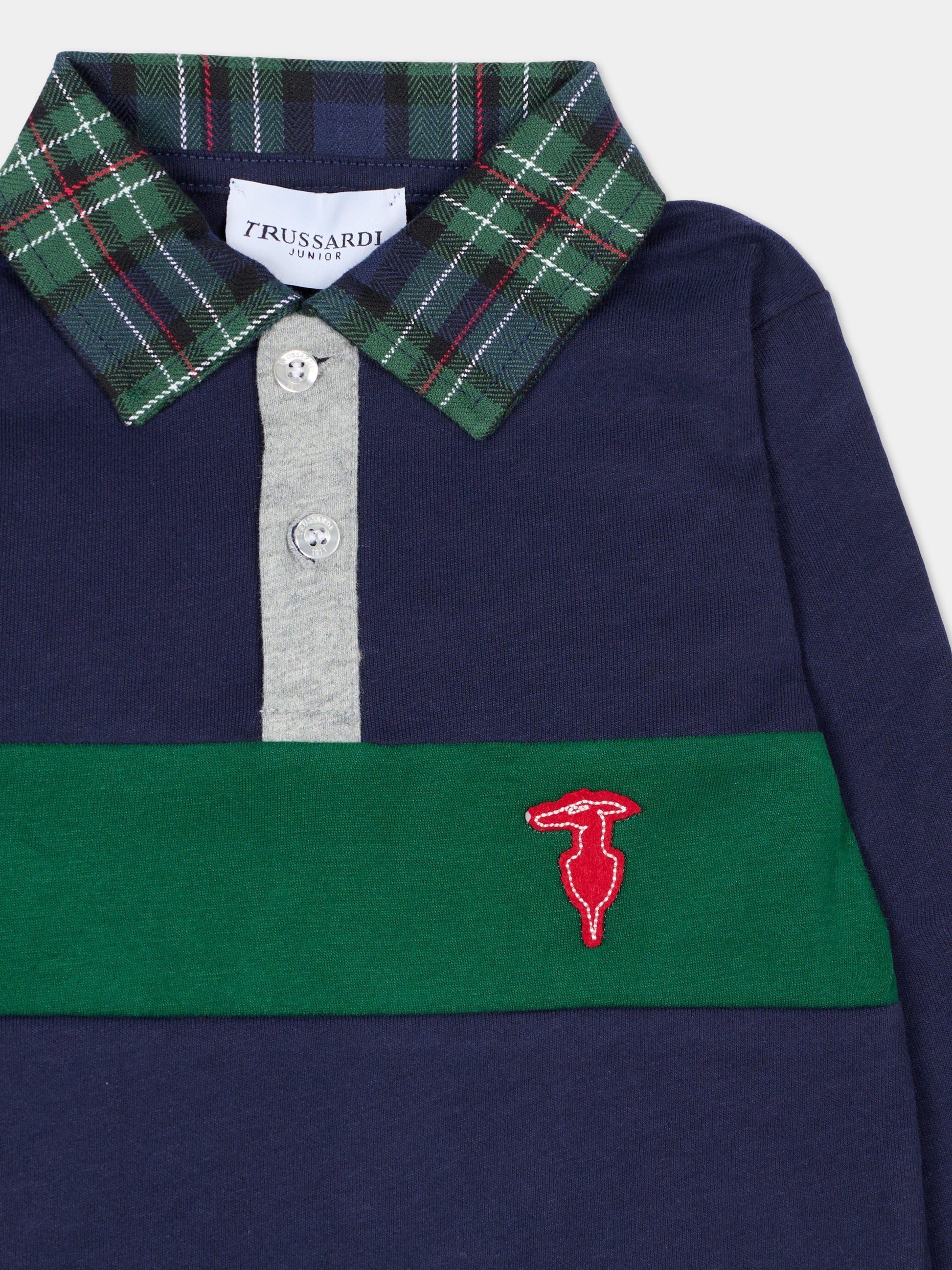 Polo blu per neonato con logo,Trussardi Junior,TIA25043PO PEACOAT