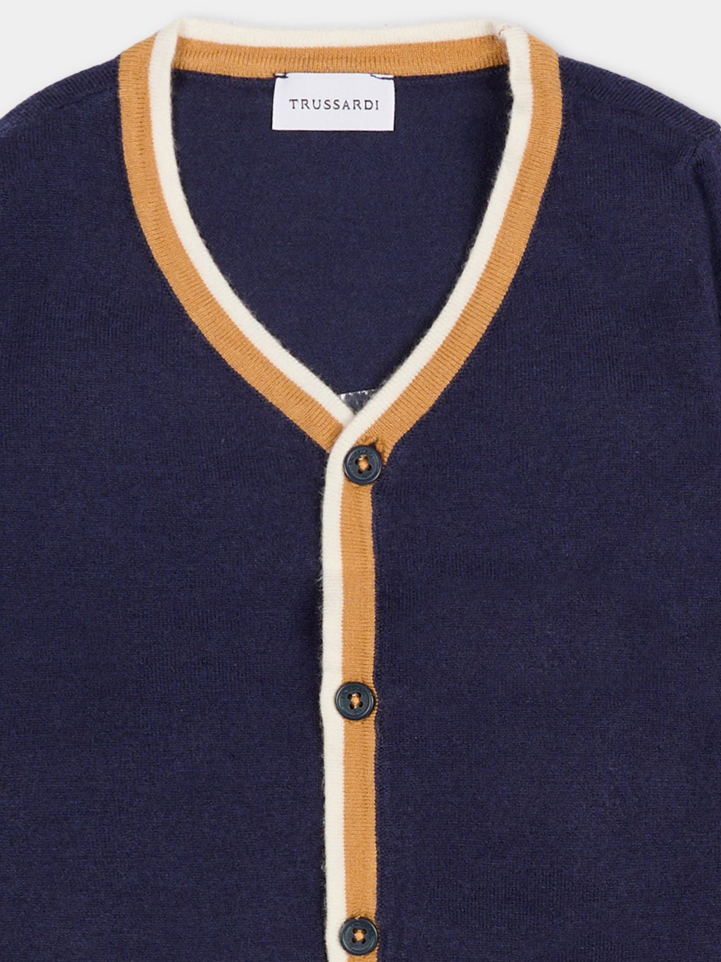 Cardigan blu per neonato con logo,Trussardi Junior,TIA25078CD PEACOAT