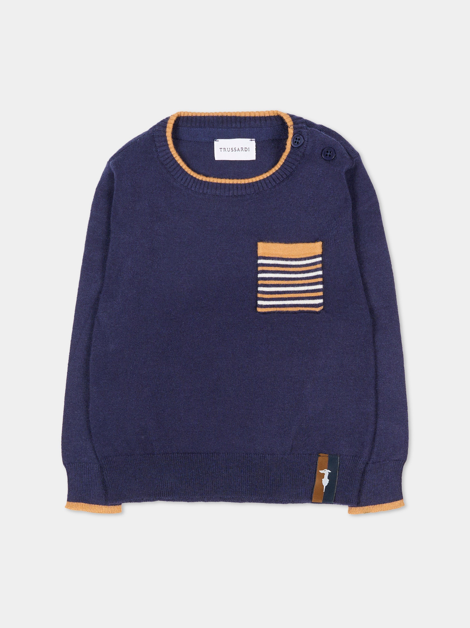 Maglione blu per neonato con logo,Trussardi Junior,TIA25079MA PEACOAT