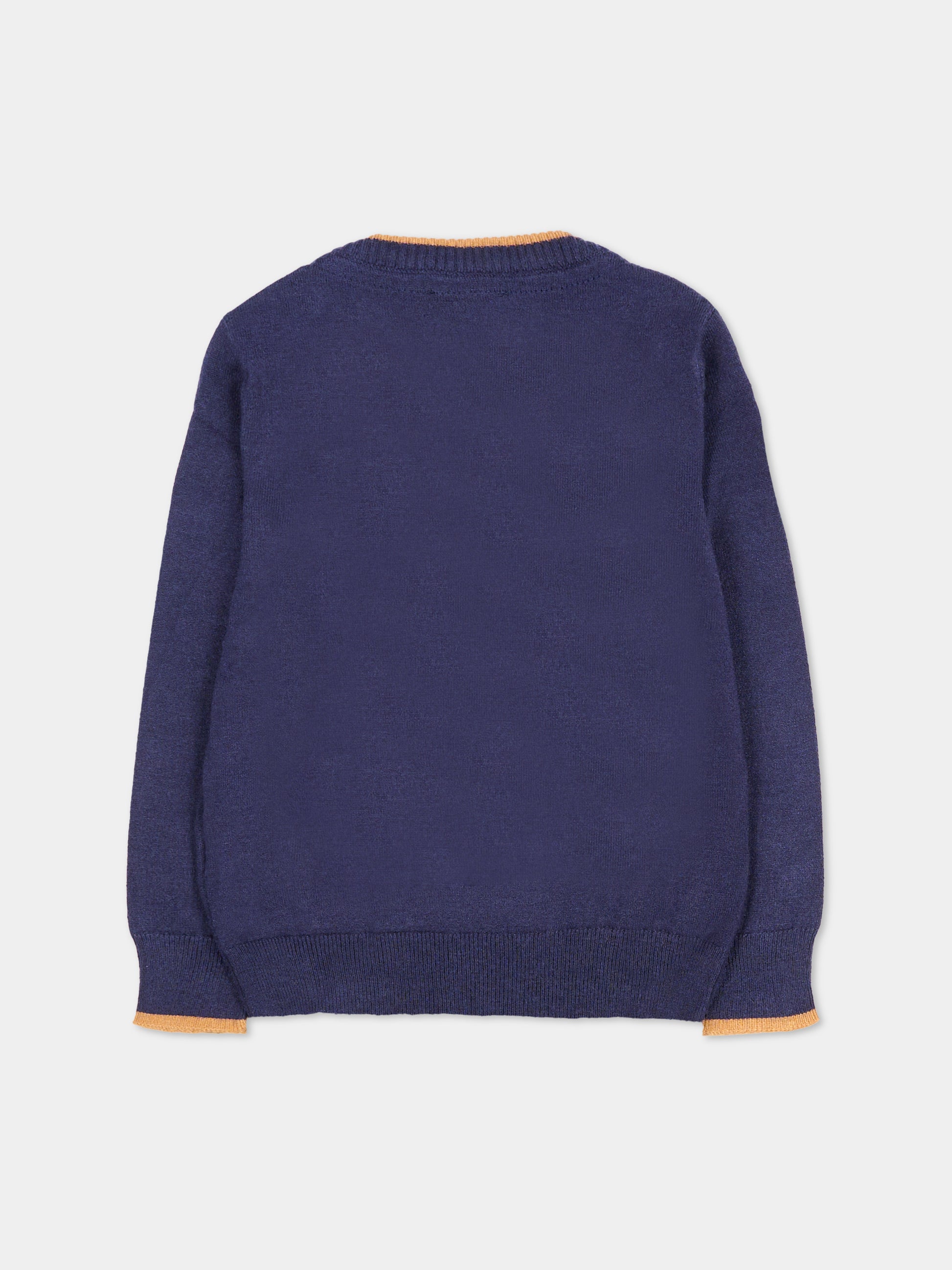 Maglione blu per neonato con logo,Trussardi Junior,TIA25079MA PEACOAT