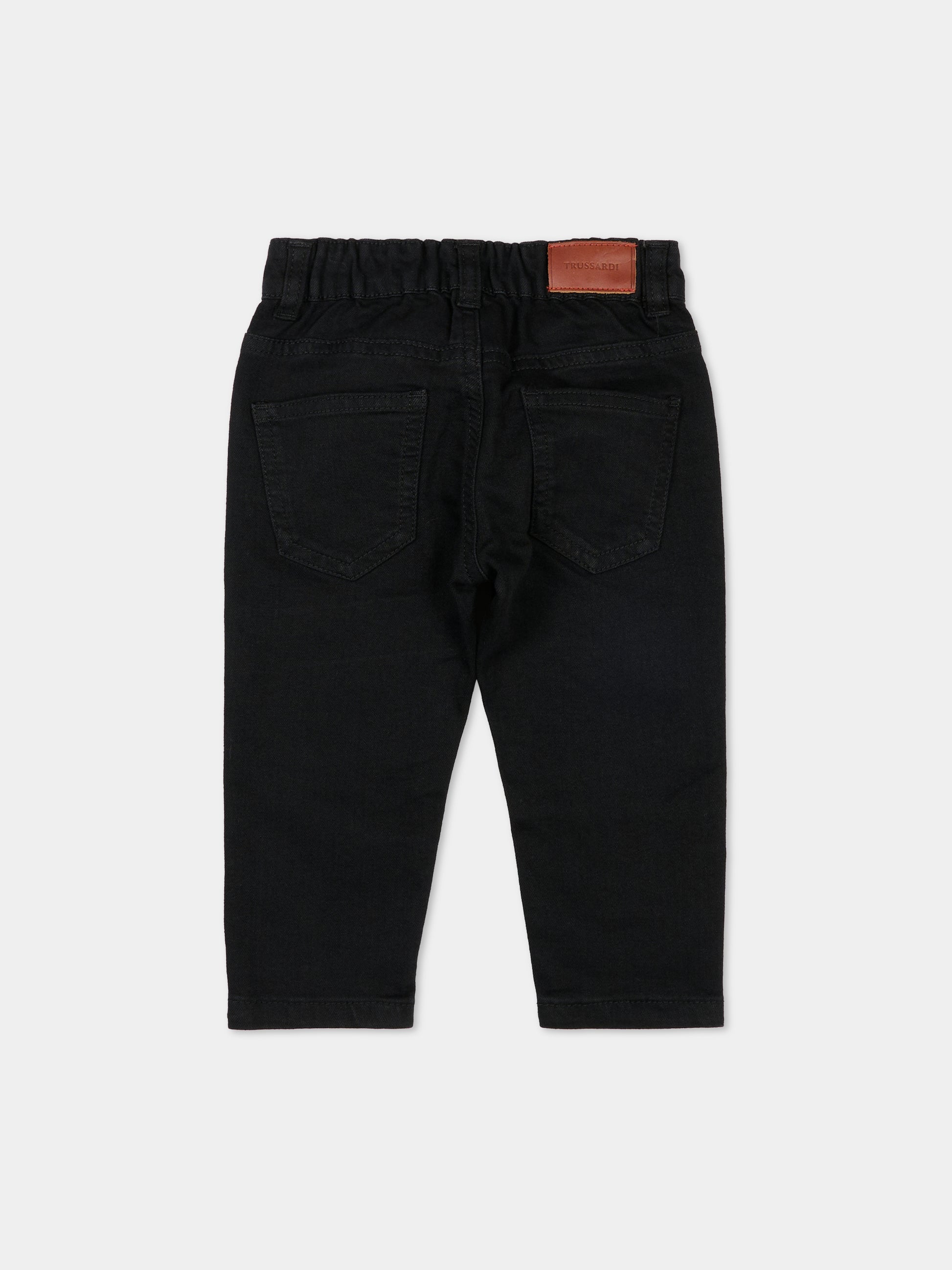 Jeans neri per neonato con logo,Trussardi Junior,TIA25088JE DENIM BLACK