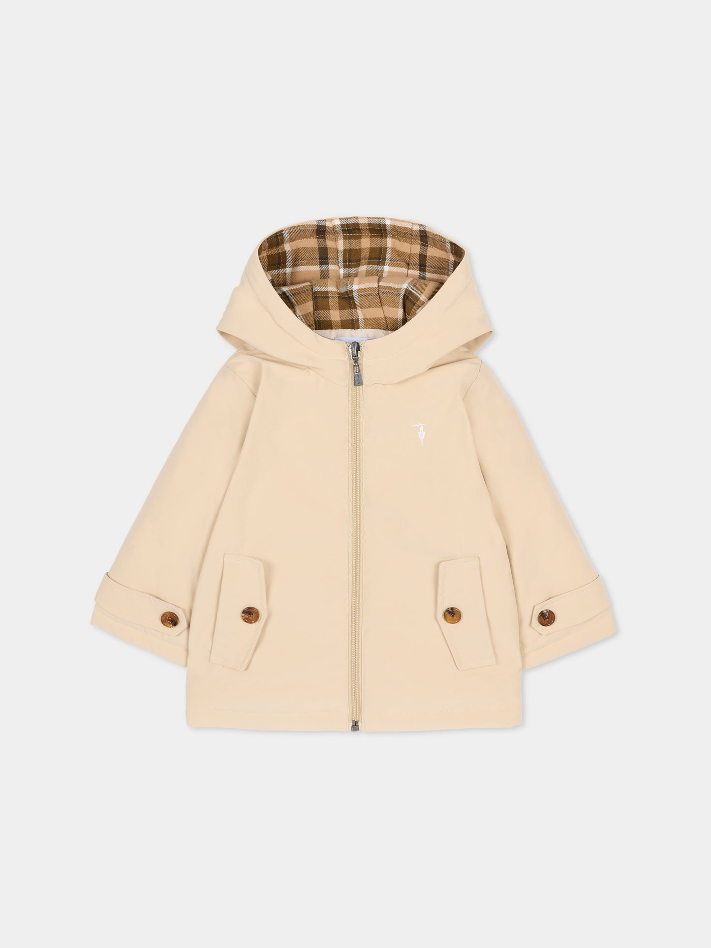 Giubbotto beige per neonato con logo,Trussardi Junior,TIA25090GB CHINCHILLA