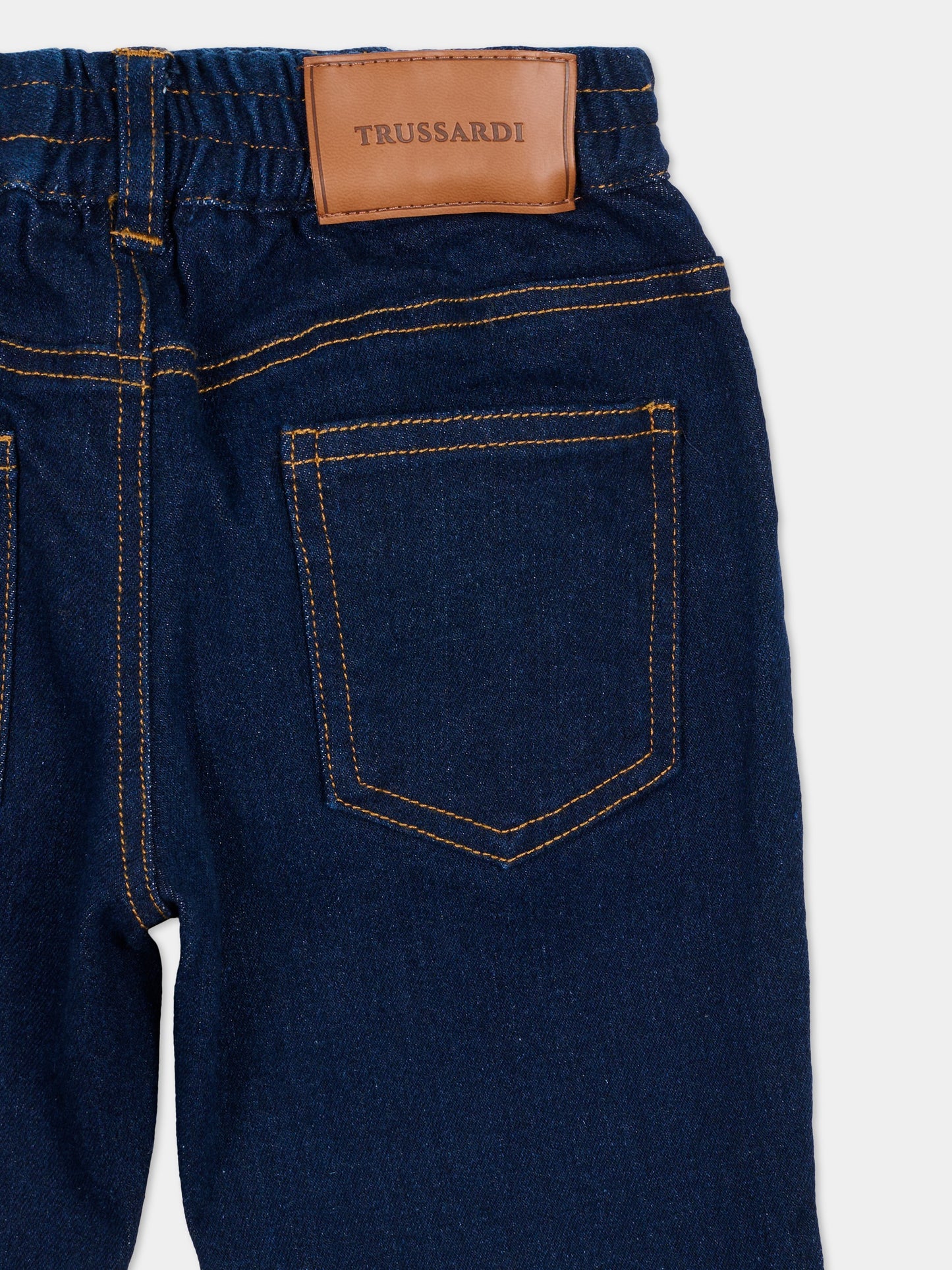 Jeans denim per neonato con logo,Trussardi Junior,TIA25098JE DENIM BLUE