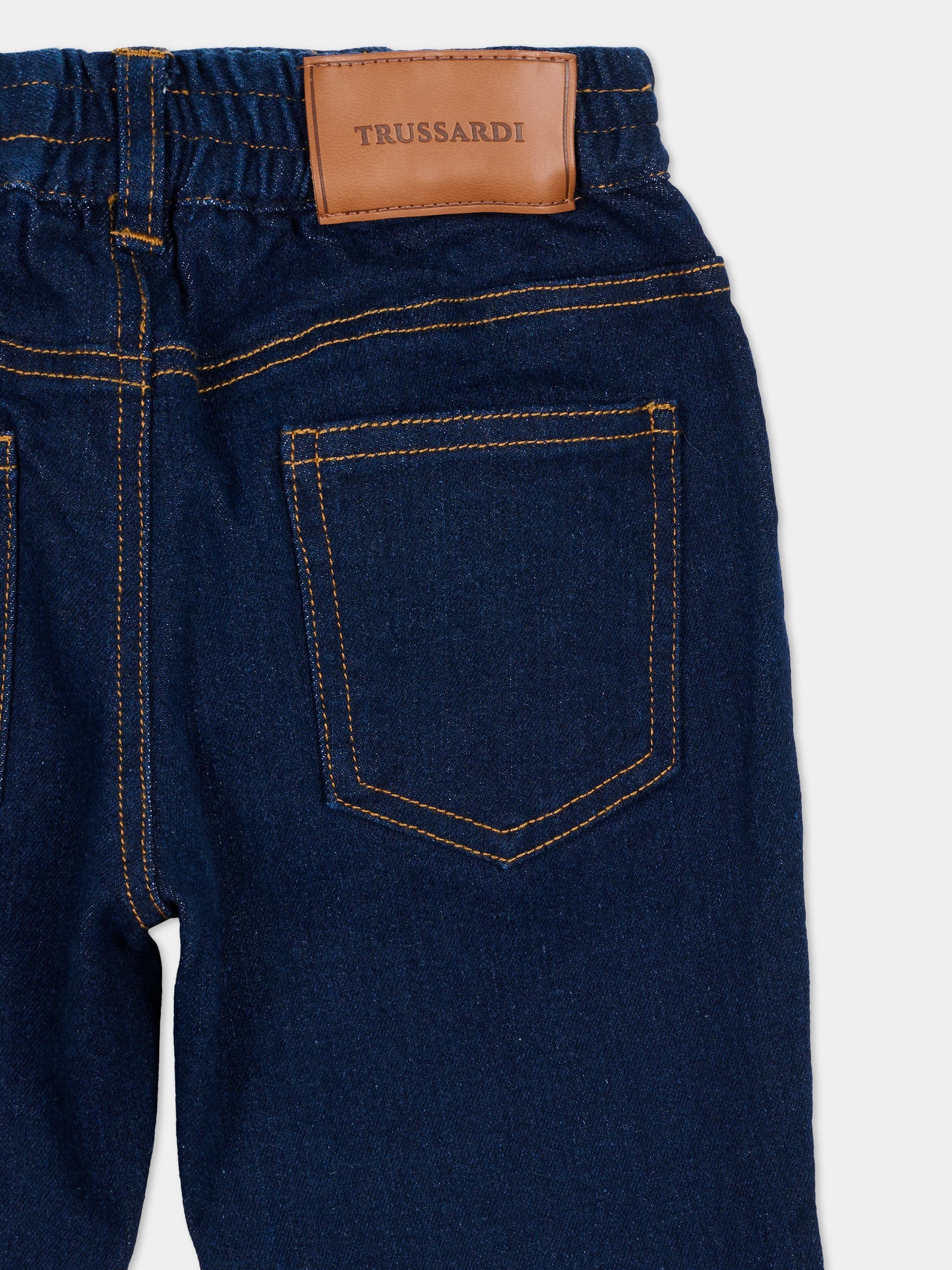 Jeans denim per neonato con logo,Trussardi Junior,TIA25098JE DENIM BLUE