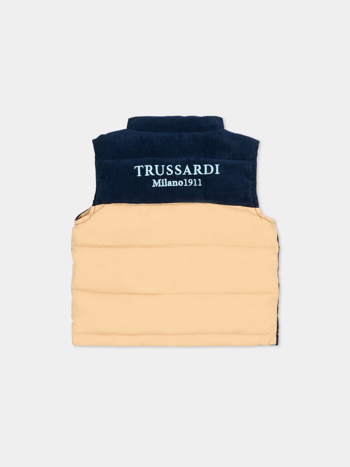 Gilet blu per neonato con logo,Trussardi Junior,TIA25101PI PEACOAT