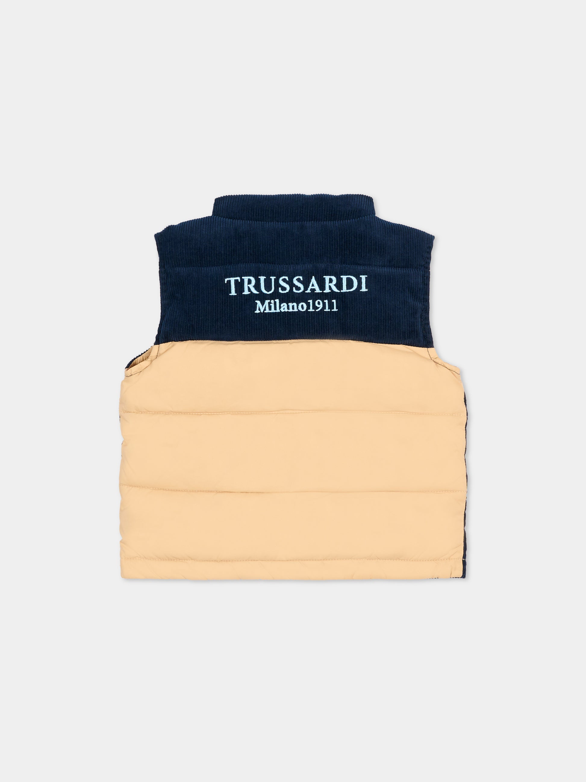 Gilet blu per neonato con logo,Trussardi Junior,TIA25101PI PEACOAT