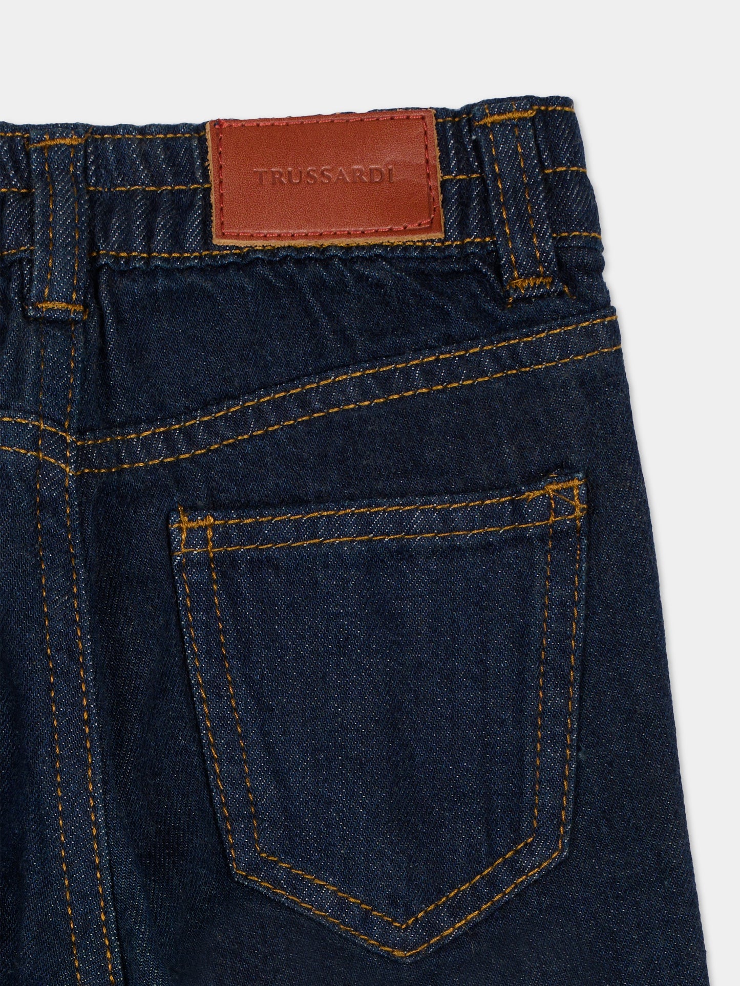 Jeans denim per neonato con logo,Trussardi Junior,TIA25118JE DENIM BLUE DARK