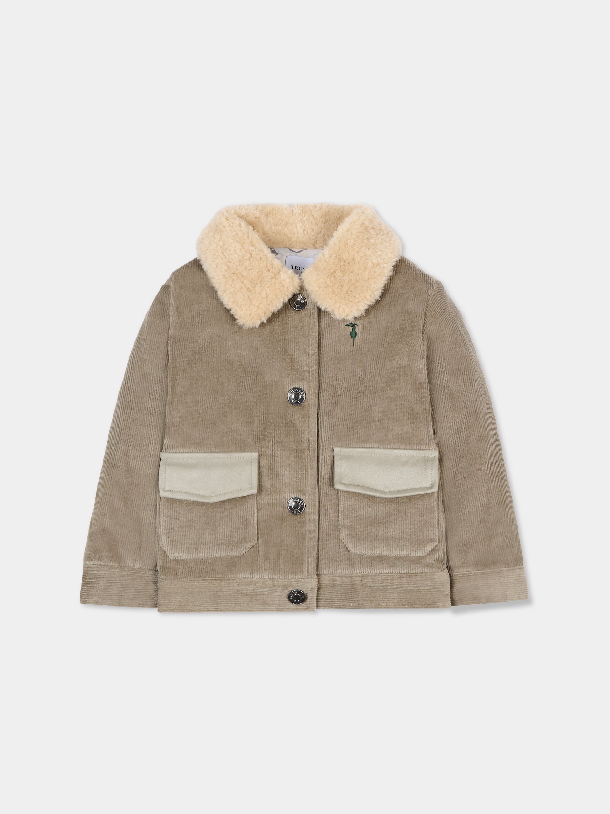 Giubbotto beige per neonato con logo,Trussardi Junior,TIA25137GB CHINCHILLA