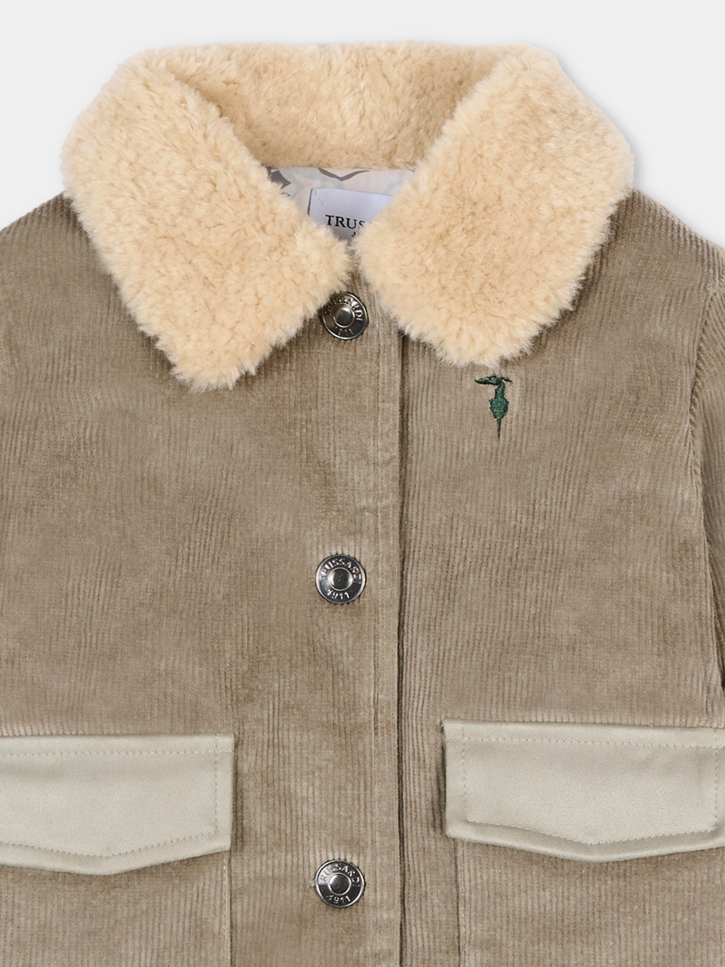 Giubbotto beige per neonato con logo,Trussardi Junior,TIA25137GB CHINCHILLA