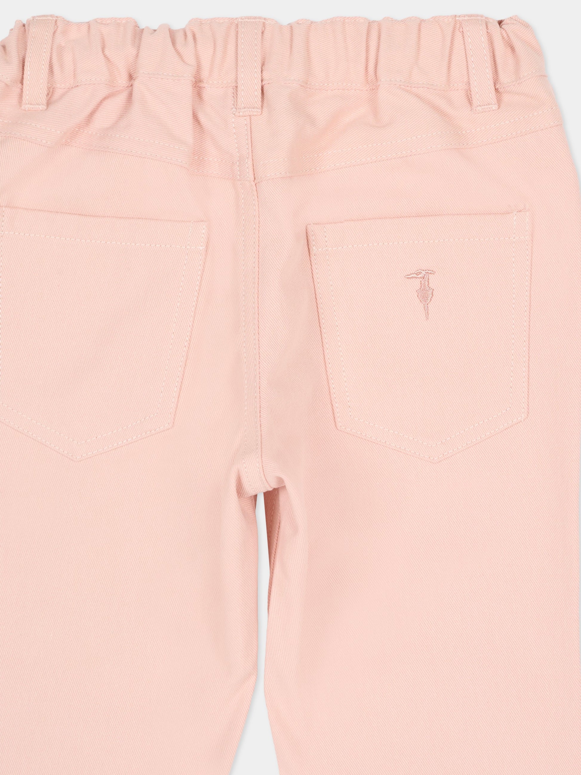 Pantaloni rosa per neonata con logo,Trussardi Junior,TIA25190PA ROSE SMOKE