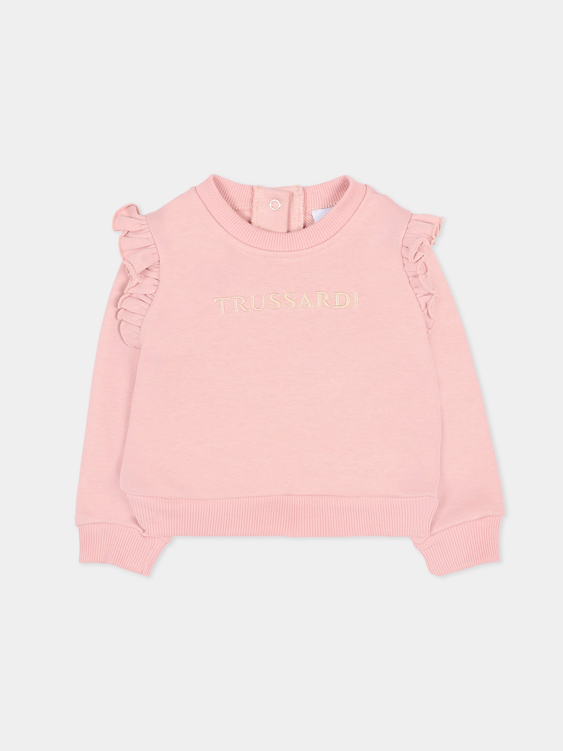 Felpa rosa per neonata con logo,Trussardi Junior,TIA25197FE ROSE SMOKE