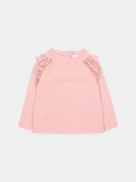 T-shirt rosa per neonata con logo,Trussardi Junior,TIA25199TS ROSE SMOKE