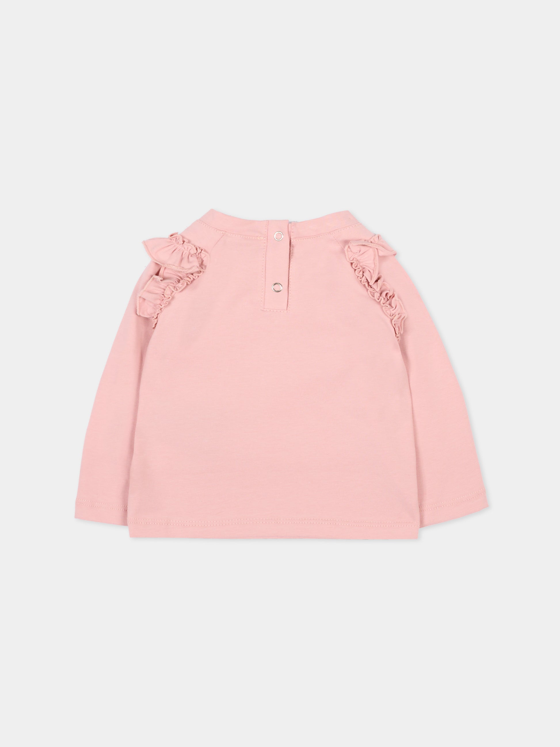 T-shirt rosa per neonata con logo,Trussardi Junior,TIA25199TS ROSE SMOKE