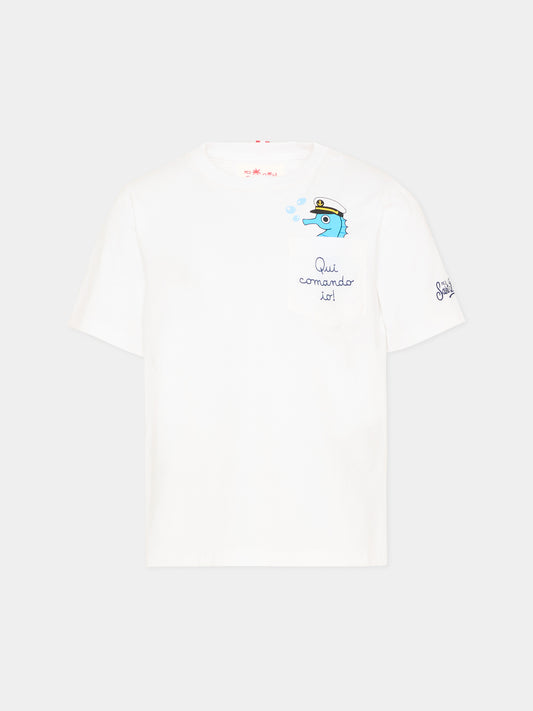 T-shirt bianca  Eddy  per bambino stampa pesce,Mc2 Saint Barth,EDD0001 02004L