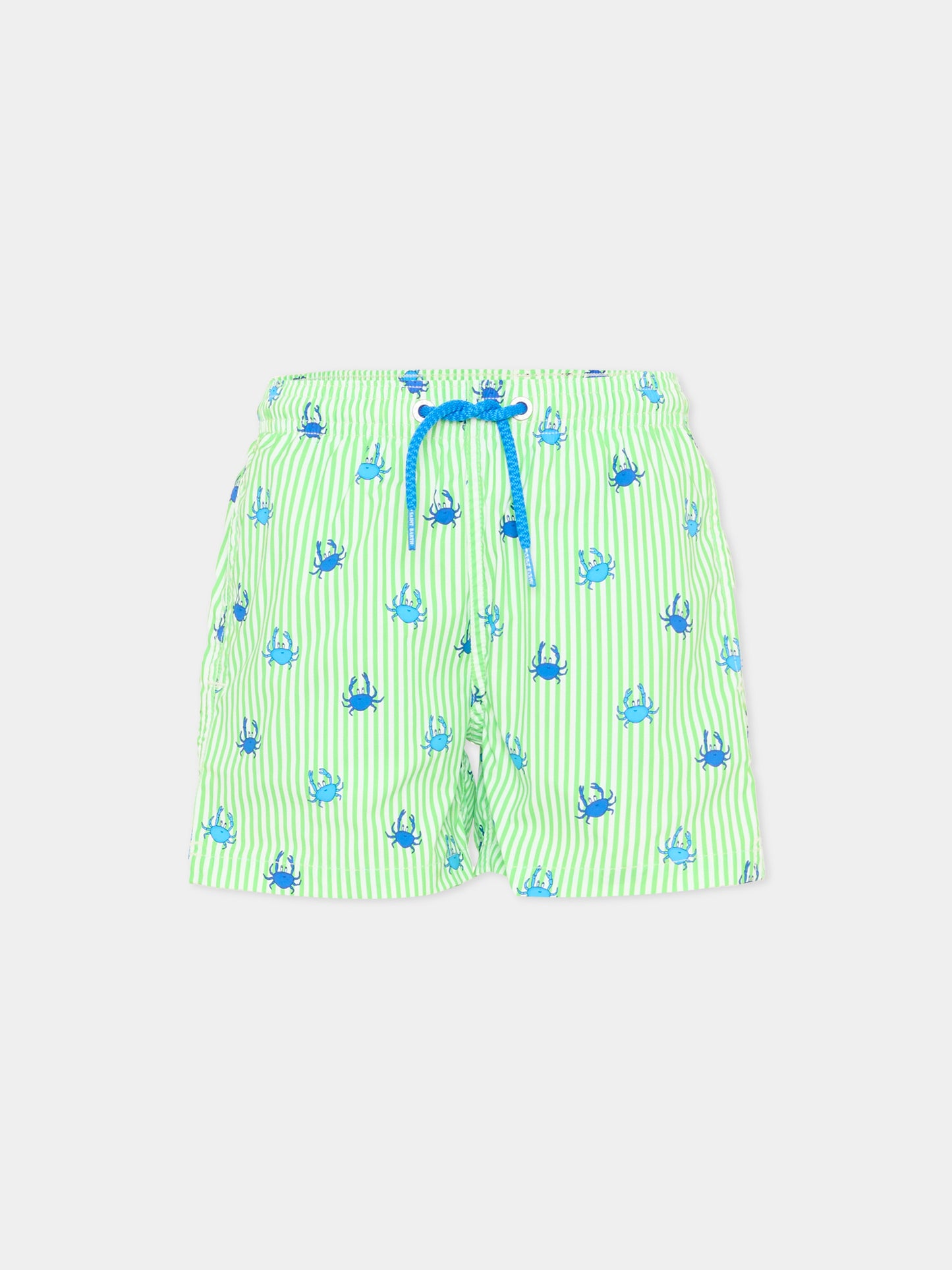 Boxer de bain vert Jean Lighting Stretch pour garçon avec des crabes